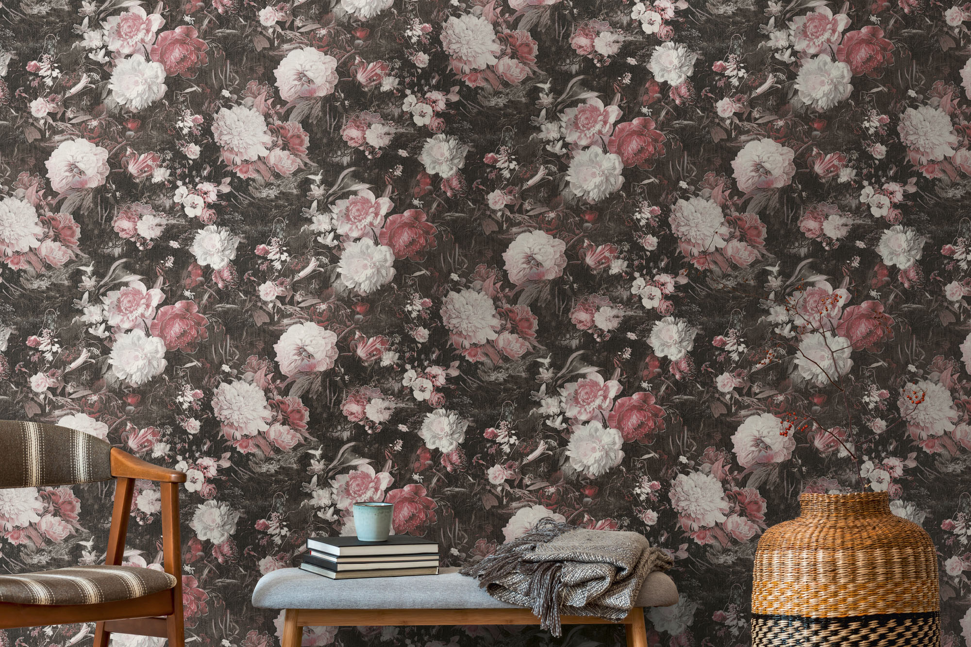 A.S. Création 1100000002199 "THE BOS Blumentapete Floral" abstrakt gemustert leicht glänzend leicht strukturiert Blumenwand Tapeten Wohnzimmer Schlafzimmer Küche modern Design Optik