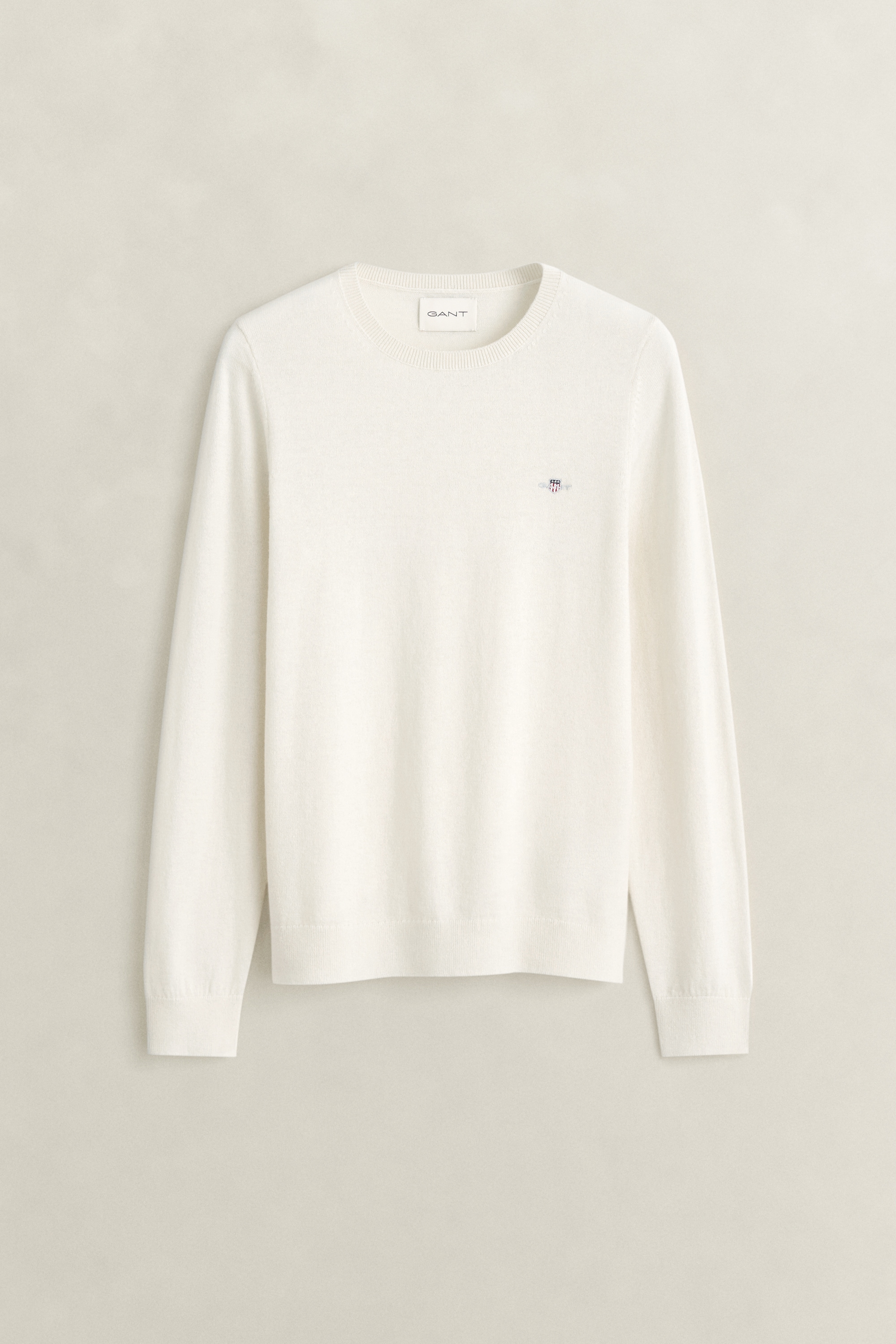 Gant Rundhalspullover "WOOL COTTON C-NECK" aus Wolle und Baumwolle