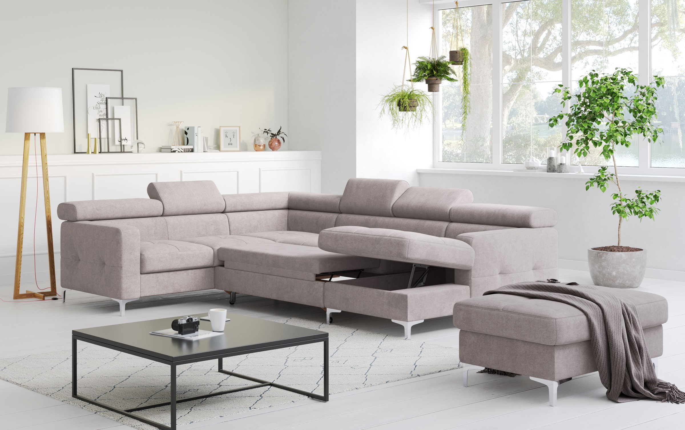 COTTA Wohnlandschaft »Sammy U-Form«, mit Kopfteilverstellung, optional mit Bettfunktion und Bettkasten