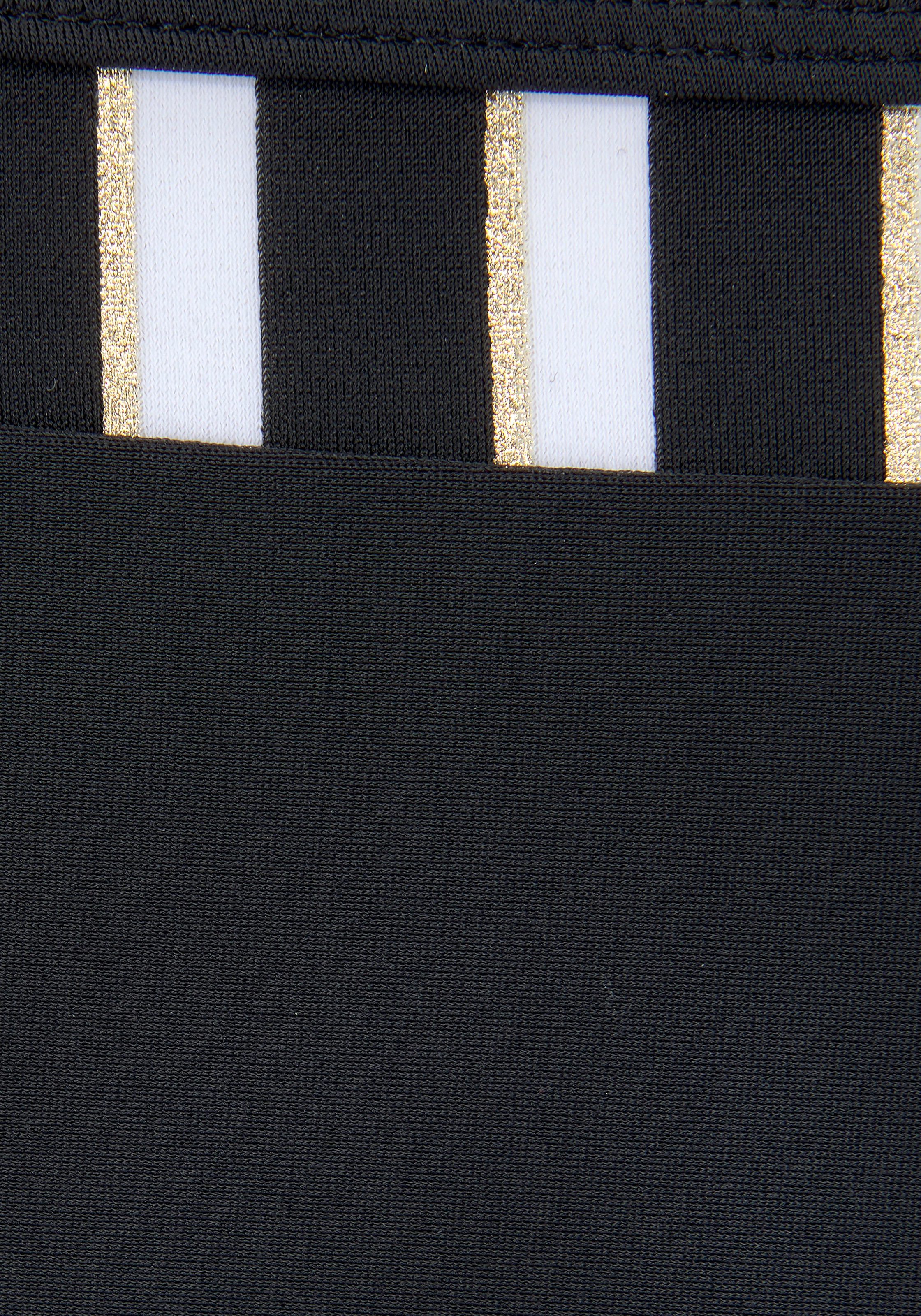 Bügel-Bikini LASCANA, Damen, Gr. 36, Cup D, gold (schwarz, weiß, goldfarben), Polyamid, gestreift, Bikini-Sets Bügel-Bikini, mit goldfarbenen Streifen 3