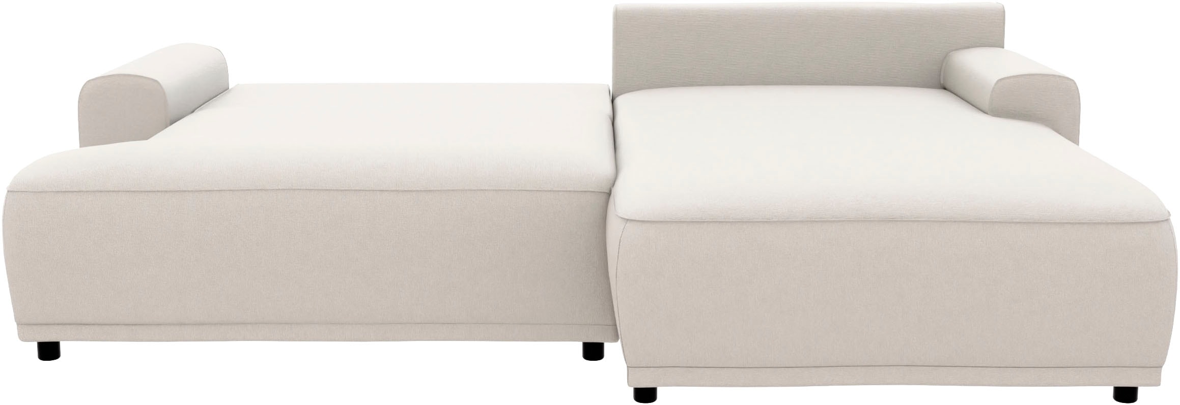 TRENDMANUFAKTUR Ecksofa »Fordon, Schlafsofa mit Bettkasten, Couch in L-Form, Breite 250 cm«, in Struktur LUMOS, 3D-Effekt, sandgrau, Recamiere rechts