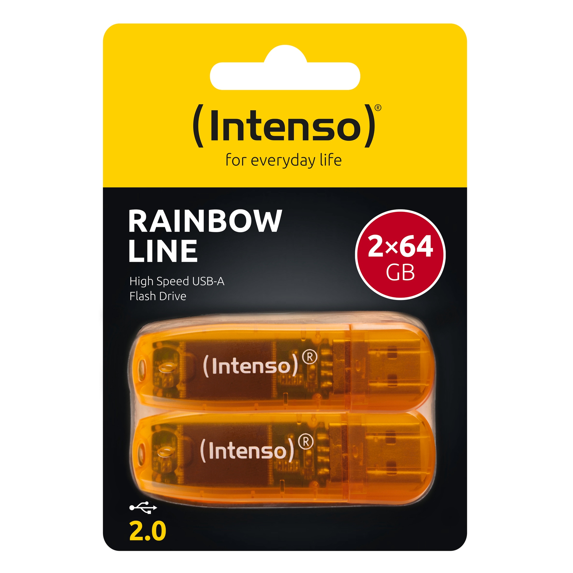 Intenso USB-Stick »USB Flash Drive 2.0 64 GB Rainbow Line Doppelpack«, (USB 2.0 Lesegeschwindigkeit 28,00 MB/s)
