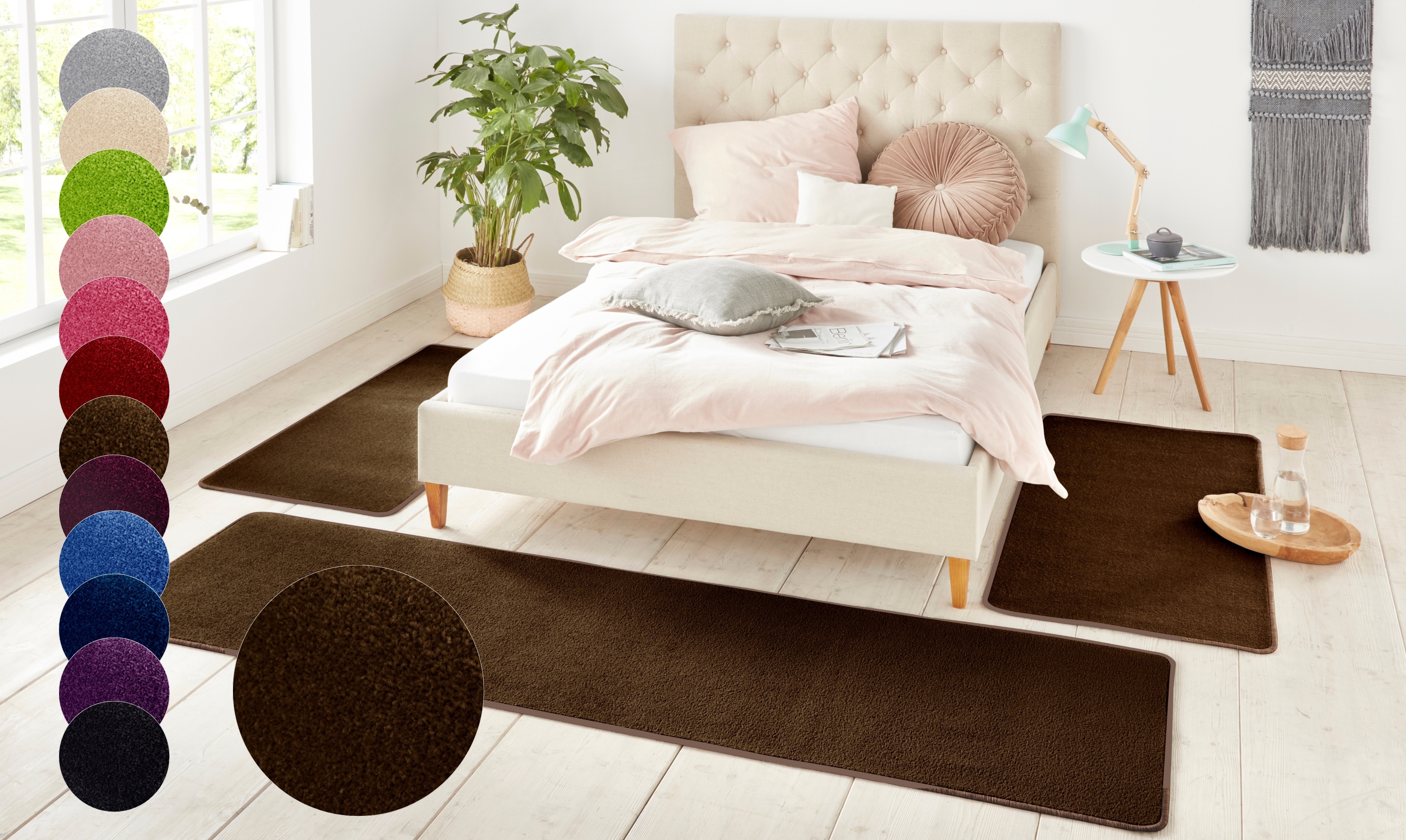 Bettumrandung HANSE HOME, H:8mm, braun, Obermaterial: 100% Polypropylen, Schlafzimmer, Bettumrandungen, "Shashi", Kurzflor, Unifarben, Teppich,