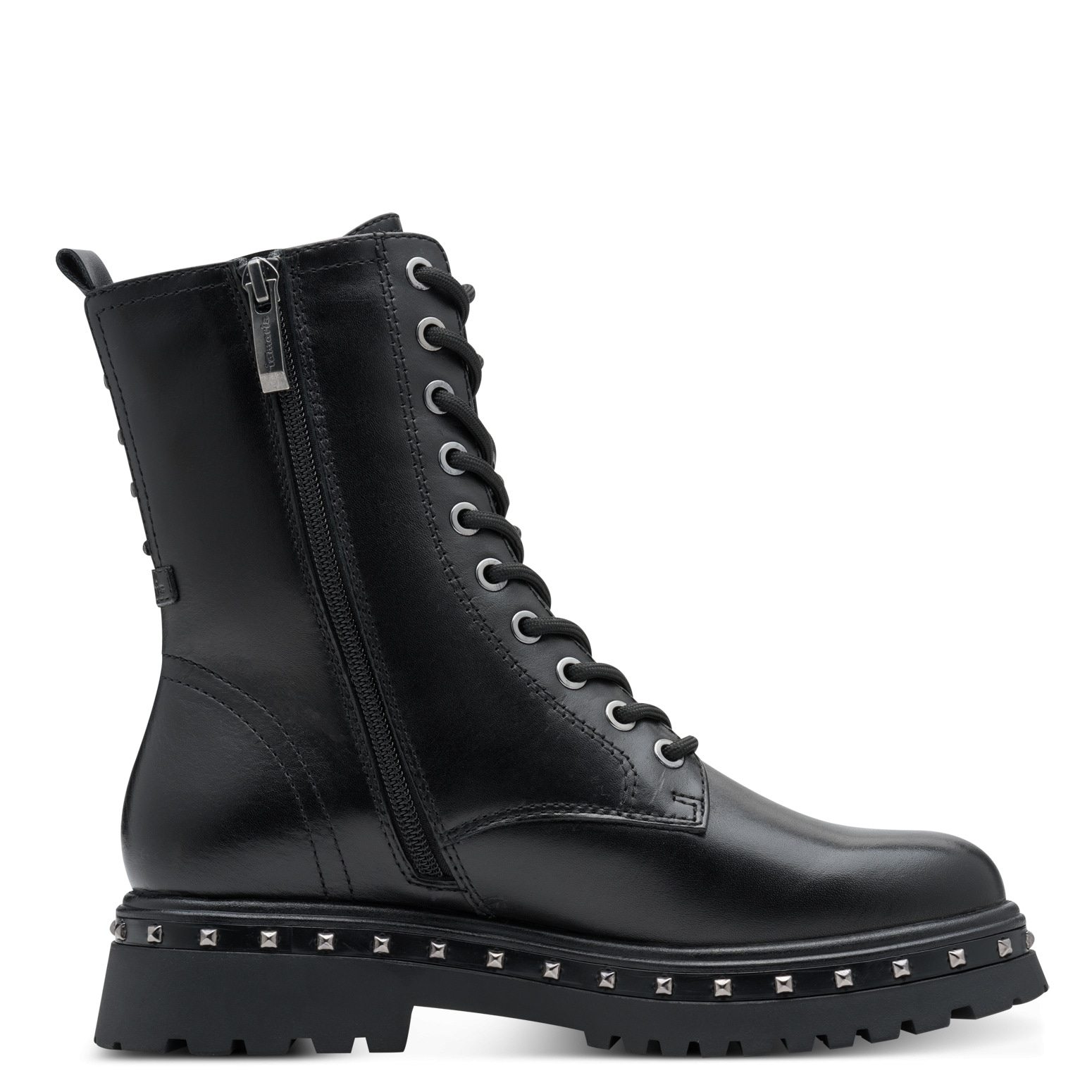 Tamaris Schnürboots, Blockabsatz, Plateau, Schnürstiefelette mit Nieten am Sohlenrand