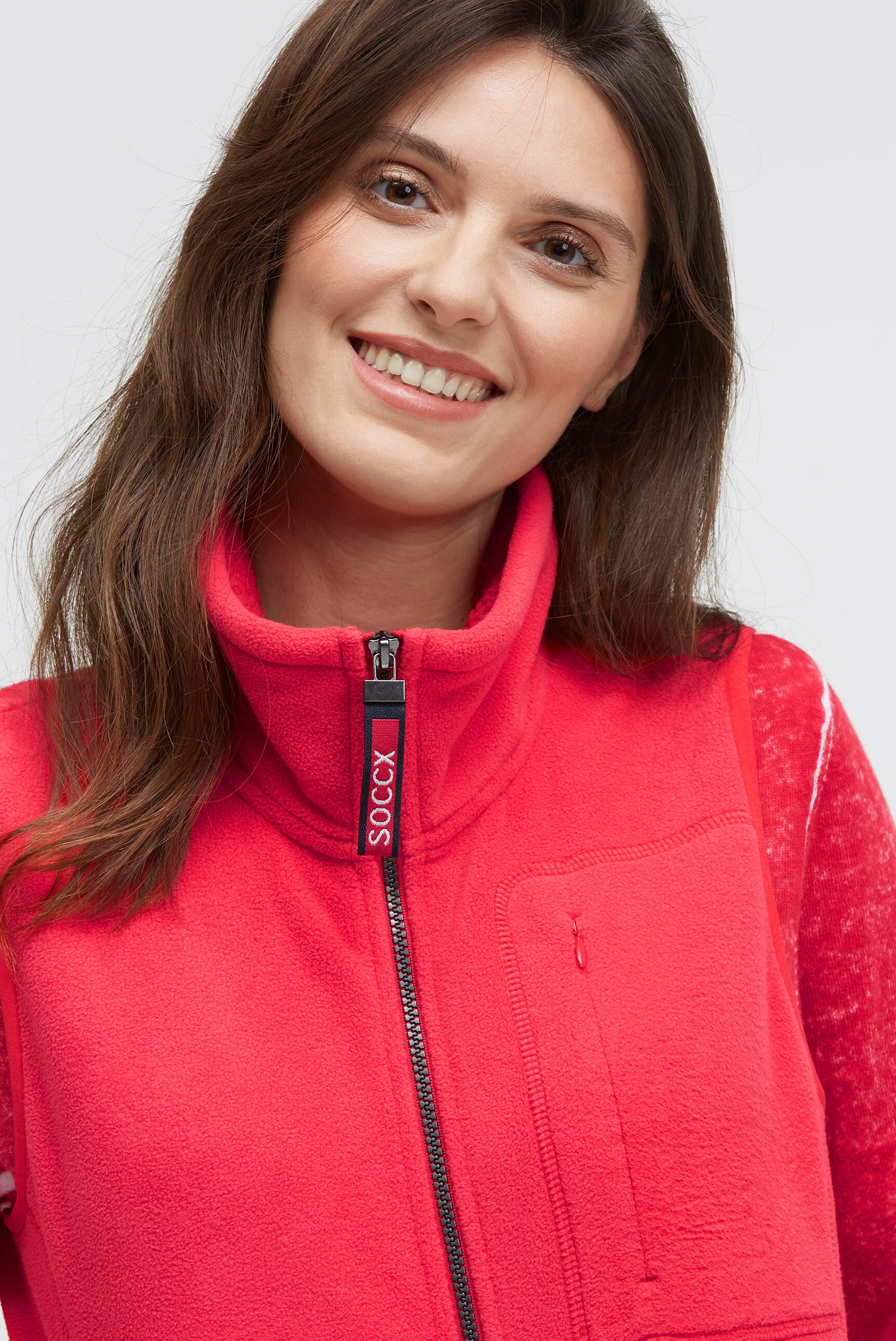 SOCCX Fleeceweste mit Brusttasche