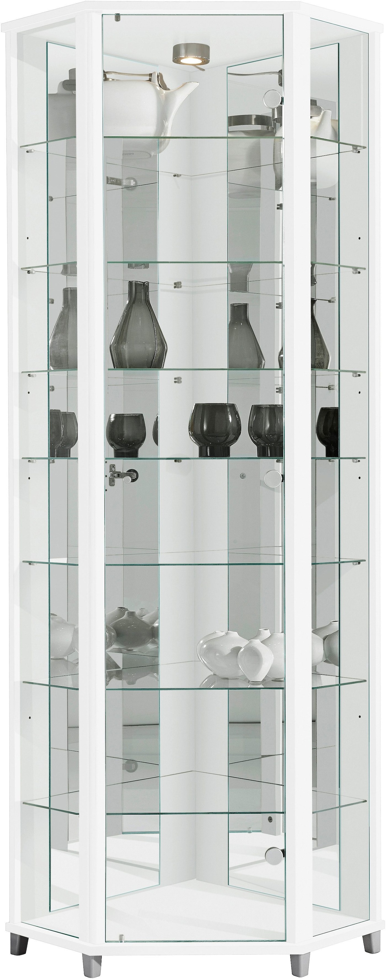 fif möbel Vitrine "TRIO", Eckvitrine/Glasvitrine 1x Glastür, perfekt für Sammler, Sammlervitrine