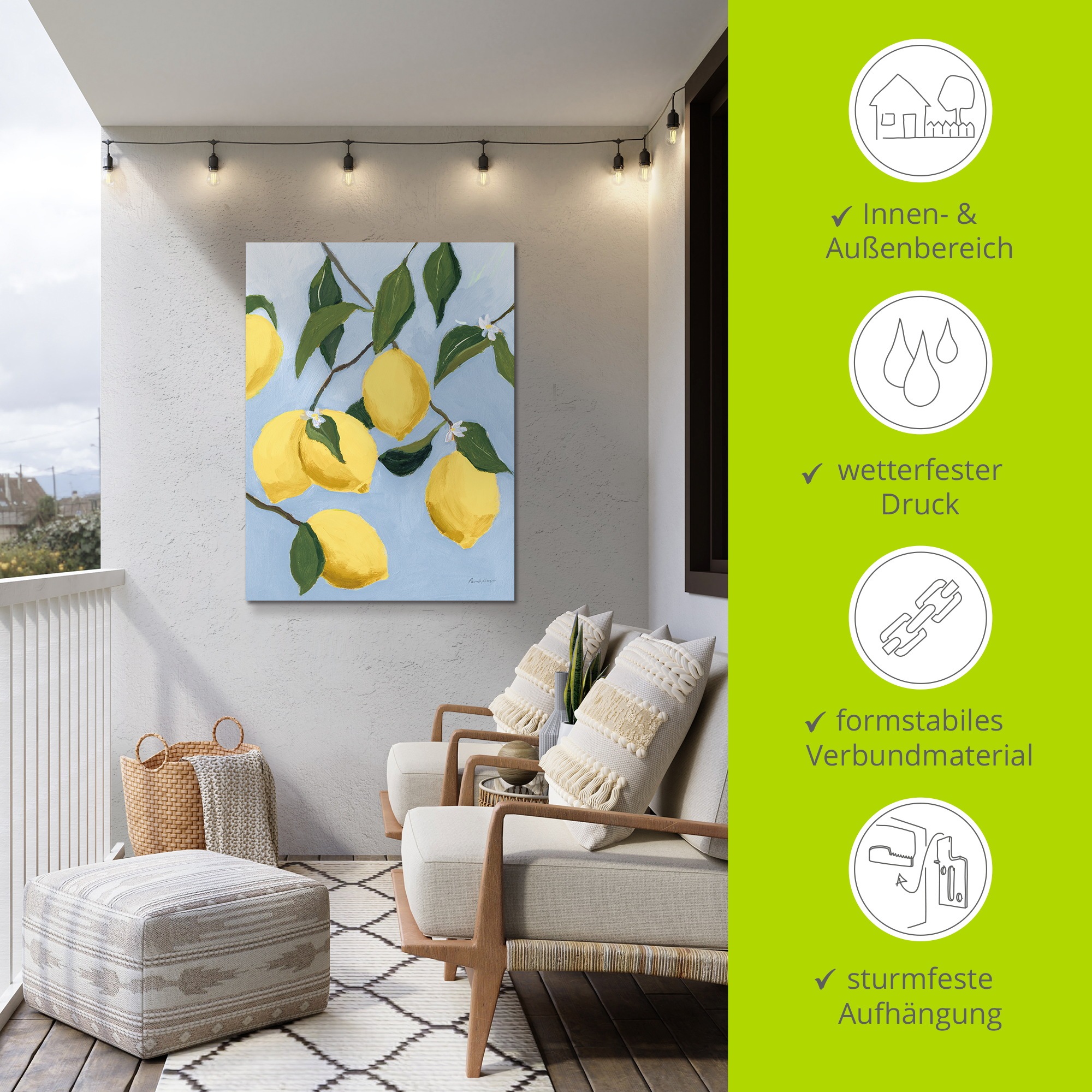 Wandbild ARTLAND "Lemon Tree Light", farbe bild(er): gelb, B:90cm H:120cm, Alu Dibond, Bilder, als Alubild, Leinwandbild, Poster, Wandaufkleber in verschied. Größen 2