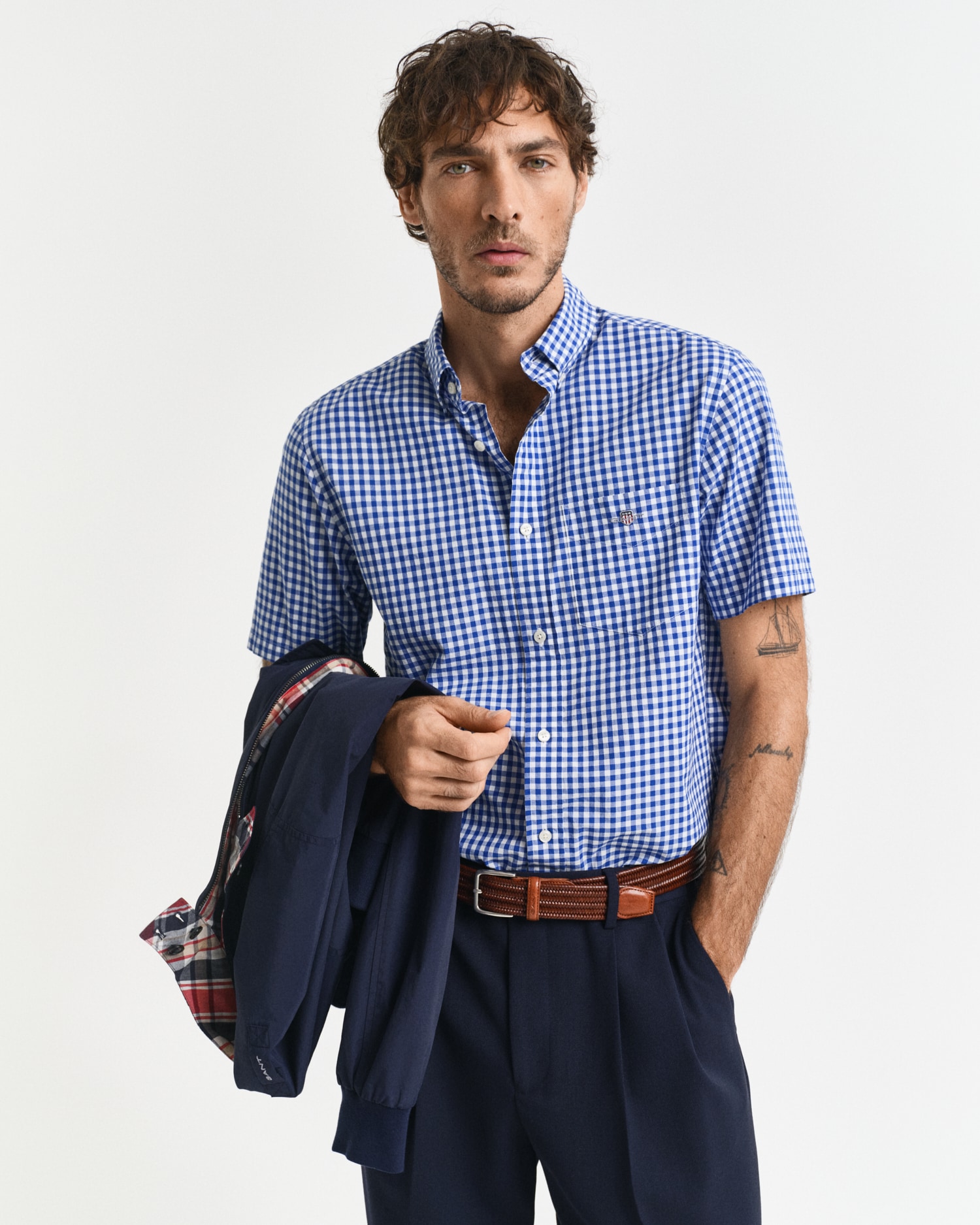 Gant Kurzarmhemd "Regular Fit Gingham Popeline Hemd strapazierfähig pflegel günstig online kaufen