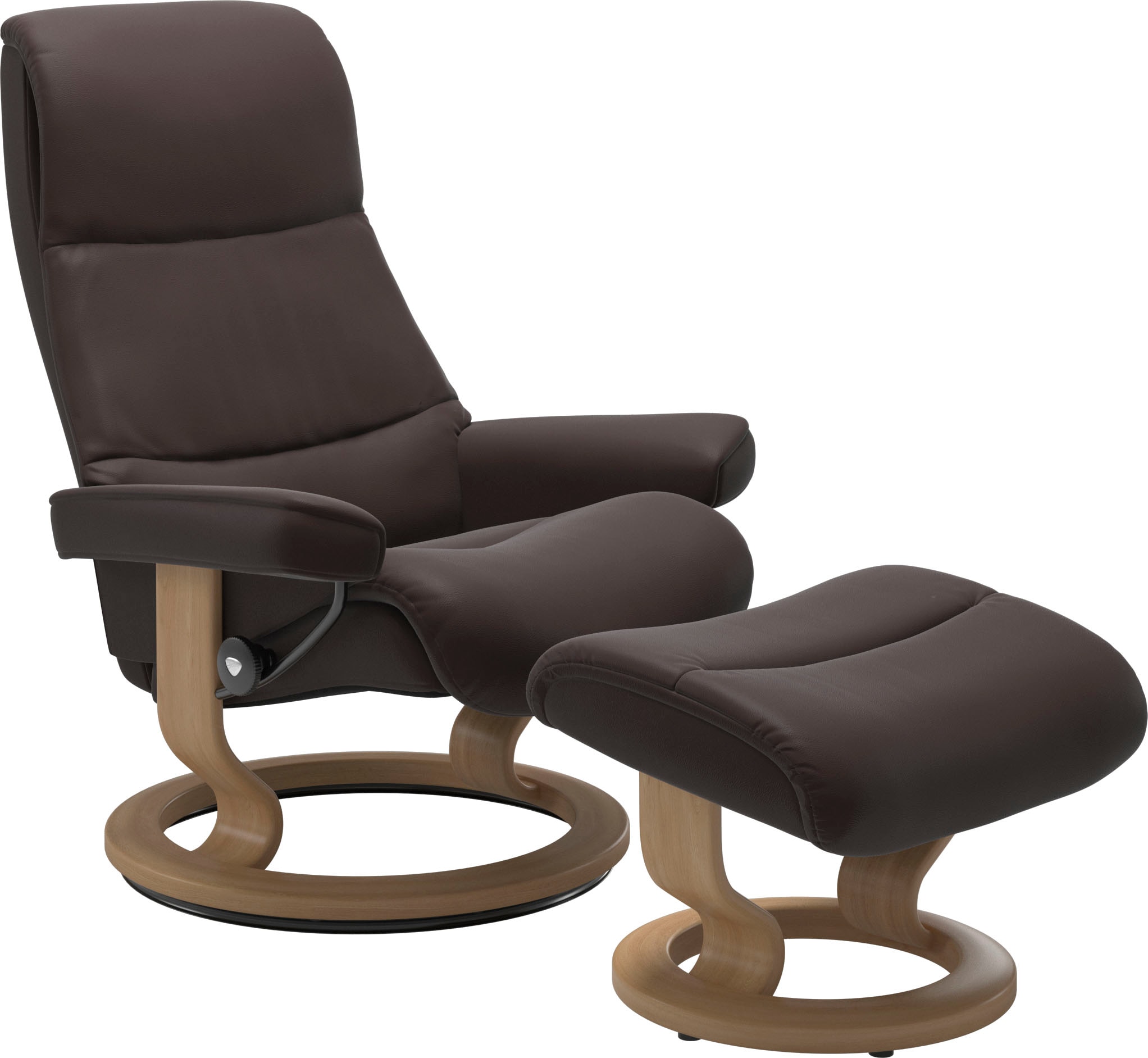 Stressless Relaxsessel "View" Set, Relaxsessel mit Hocker, mit Classic Base, Größe S,Gestell Eiche