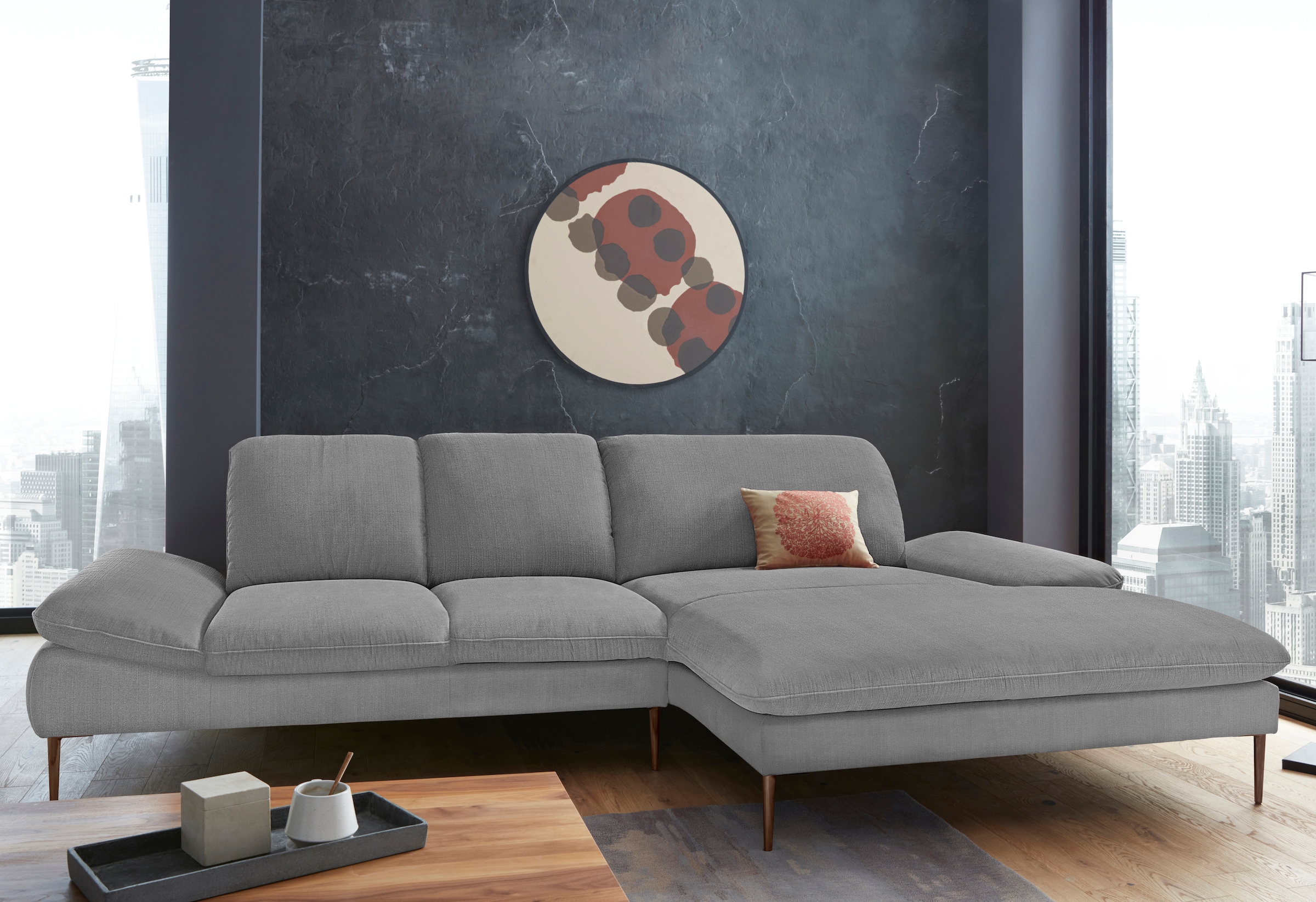 W.SCHILLIG Ecksofa "enjoy&MORE, Designsofa, bequem, zeitlos und elegant, L-Form" Sitztiefenverstellung, Füße bronze pulverbeschichtet, Breite 310 cm