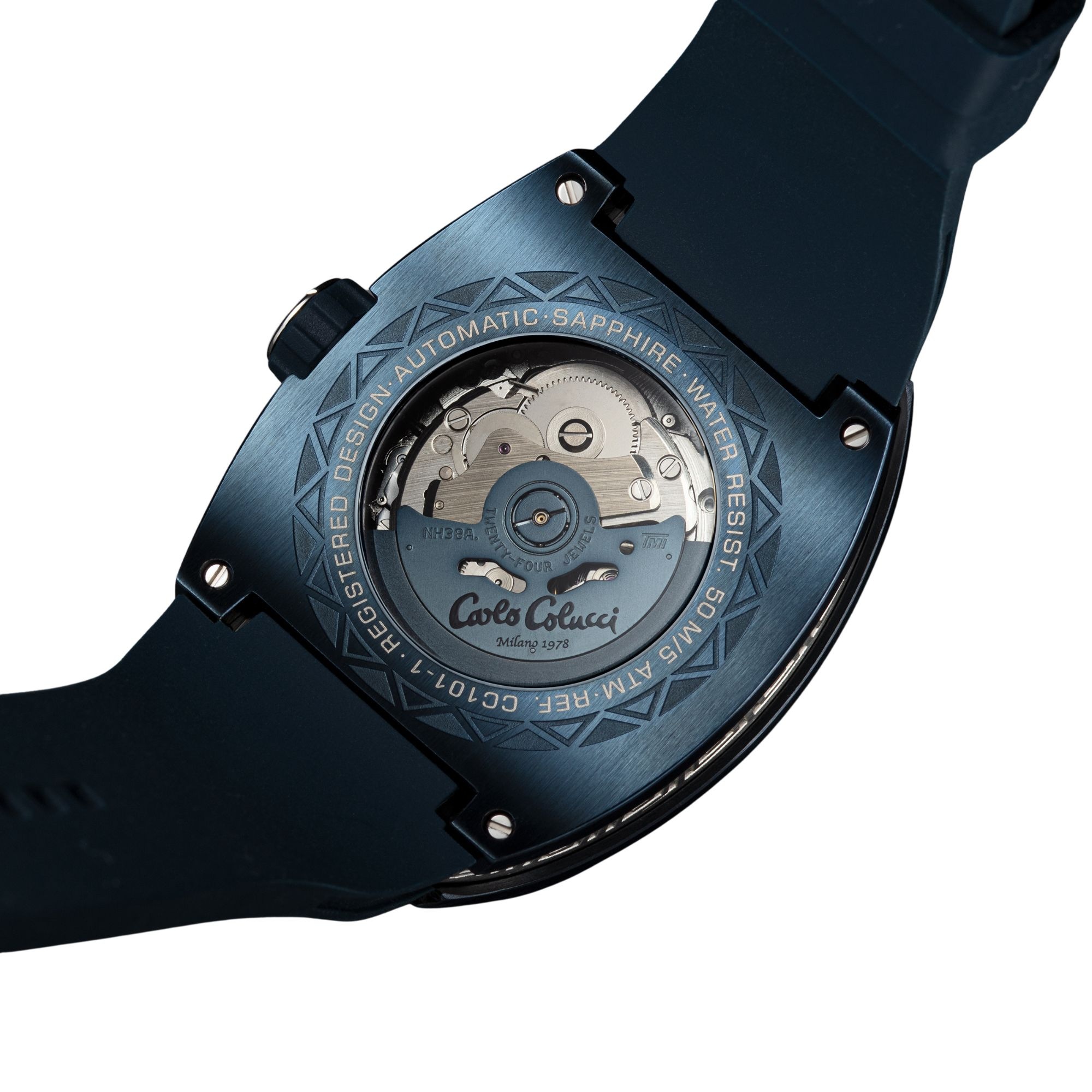 CARLO COLUCCI Automatikuhr Armbanduhr, Herrenuhr, Mechanische Uhr, Silikonarmband, analog