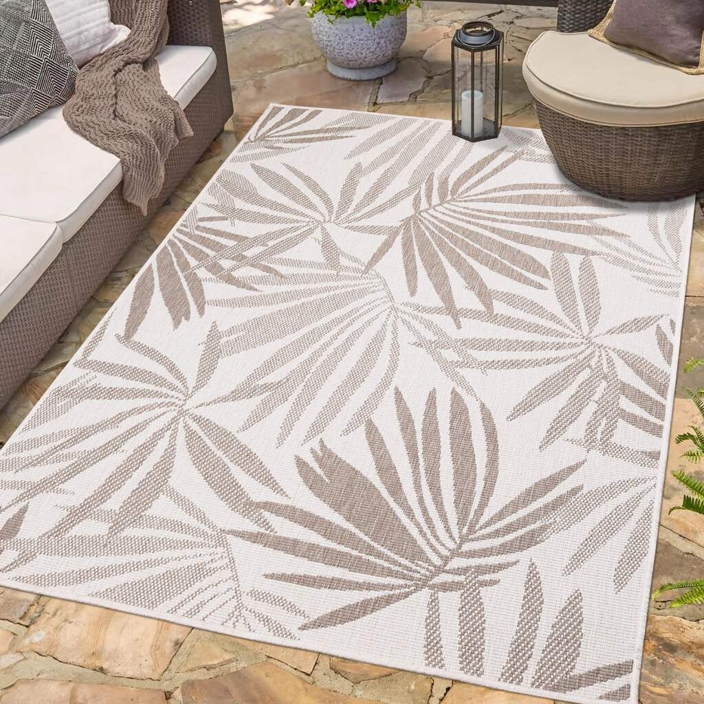 Carpet City Outdoorteppich "DUO RUG 5771", rechteckig, 5 mm Höhe, Wendeteppich Wetterfest In- & Outdoor, Balkon, Terrass