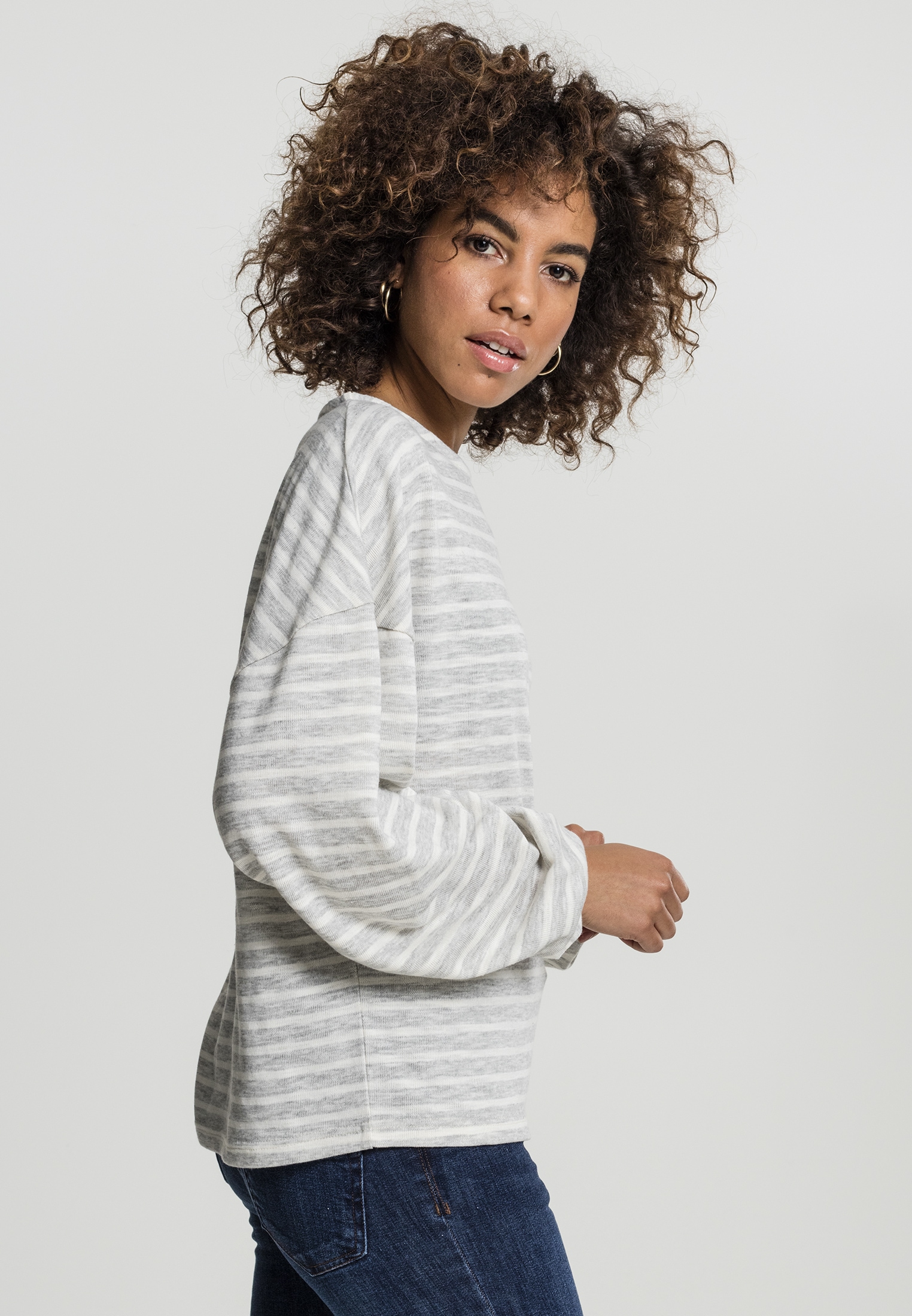 URBAN CLASSICS Sweater »Urban Classics Damen Ladies Oversize Stripe Pullover«, (1 tlg.)