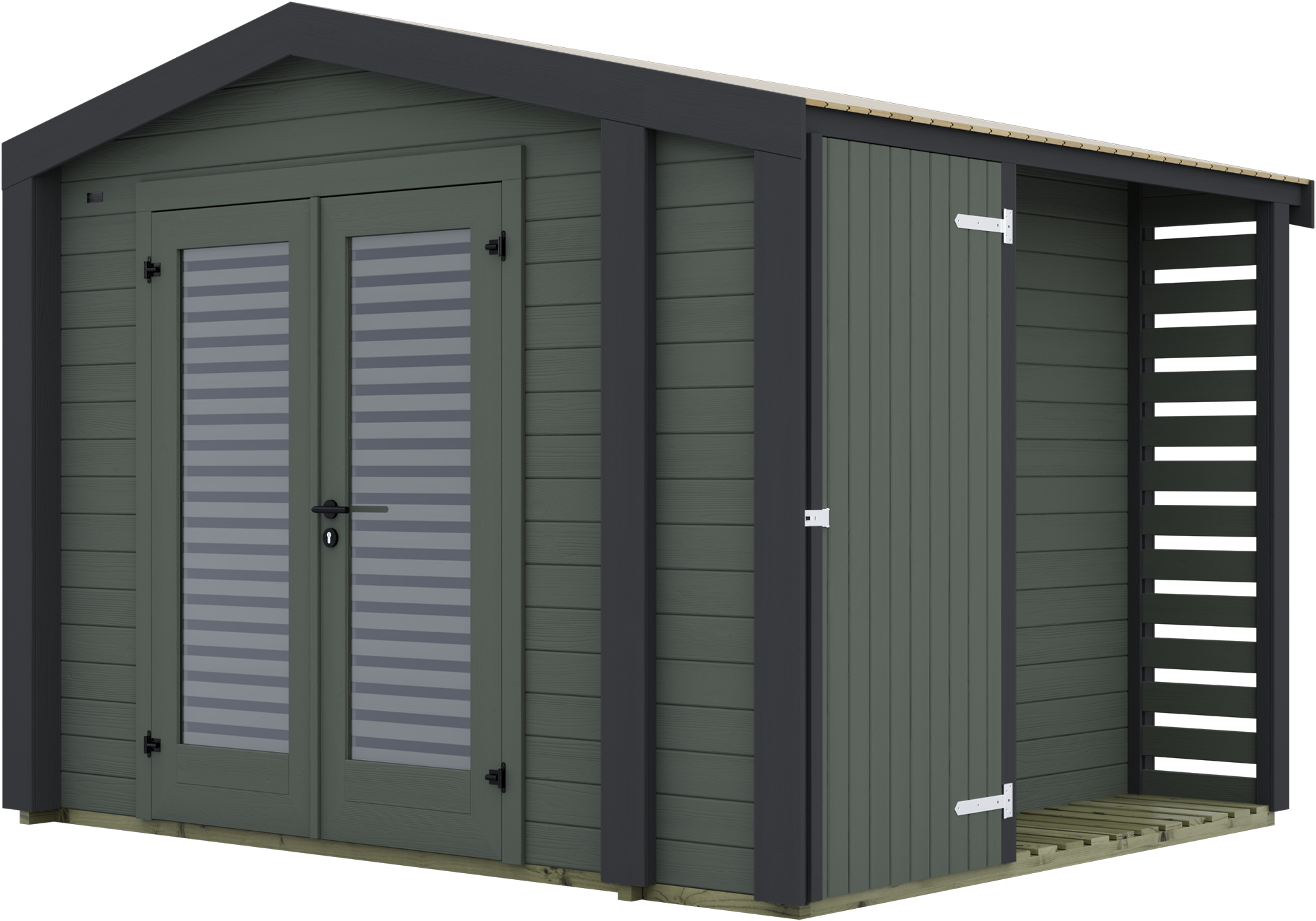 weka Gartenhaus "Killarney" Doppeltür mit Lamellen, inkl. Holzlager