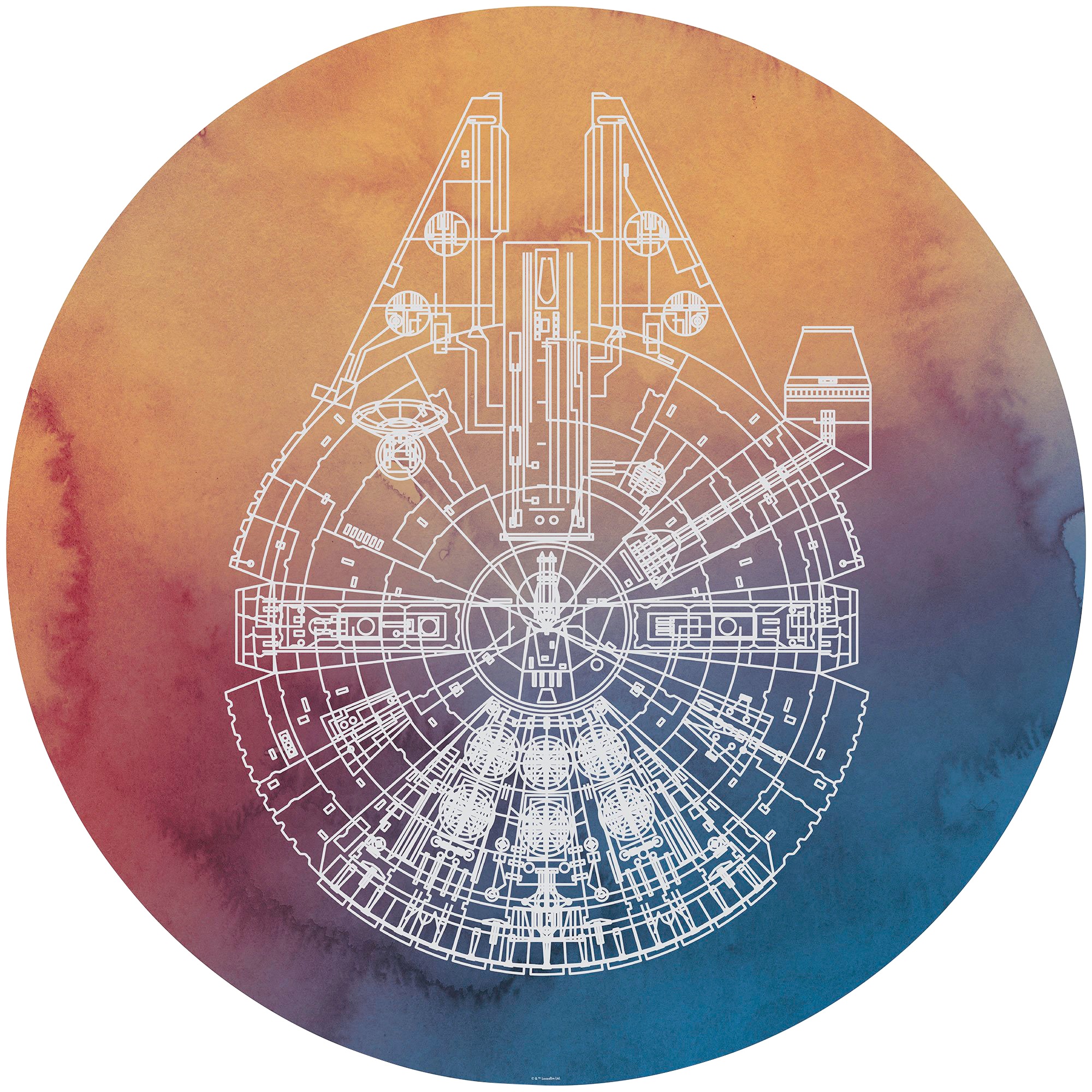 Fototapete »Star Wars Millennium Falcon«, 125x125 cm (Breite x Höhe), rund und...