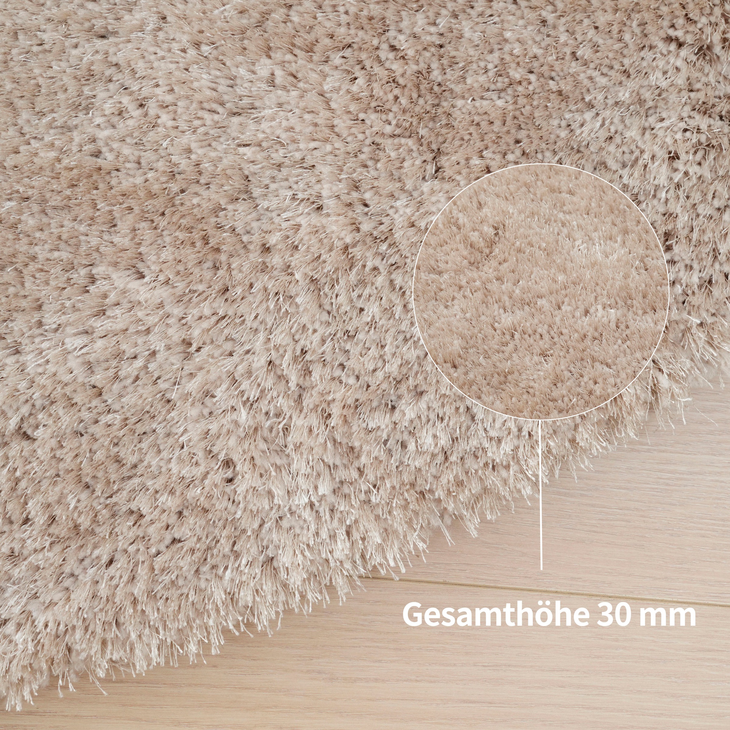 Bruno Banani Hochflor-Teppich »Dana Bean shape, besondere Form, weich, Mikrofaser Teppiche«, U-förmig, 30 mm Höhe, organische Form, uni, Wohnzimmer, Schlafzimmer, Esszimmer