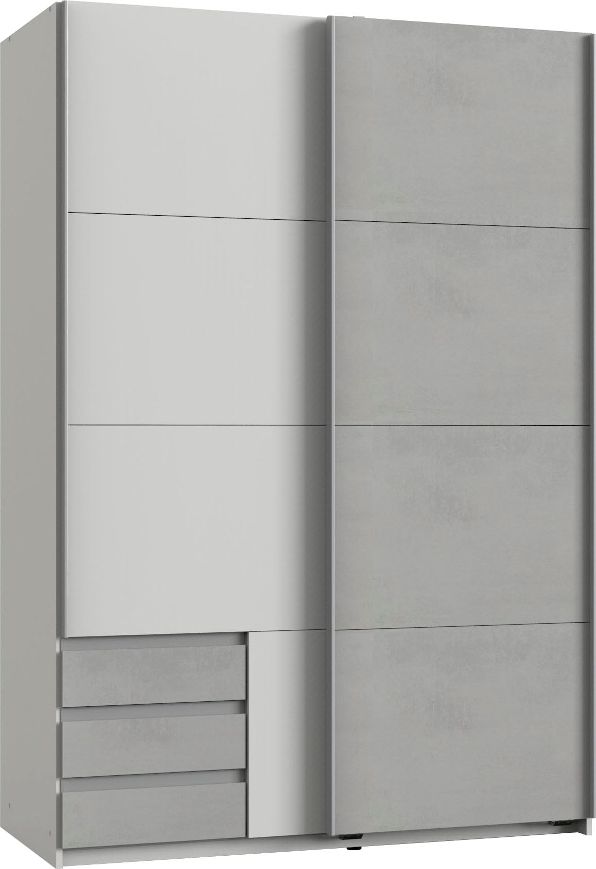 Schwebetürenschrank WIMEX, B:135cm H:198cm T:64cm, weiß, Schränke, "Emden", Mit Außenschubkästen