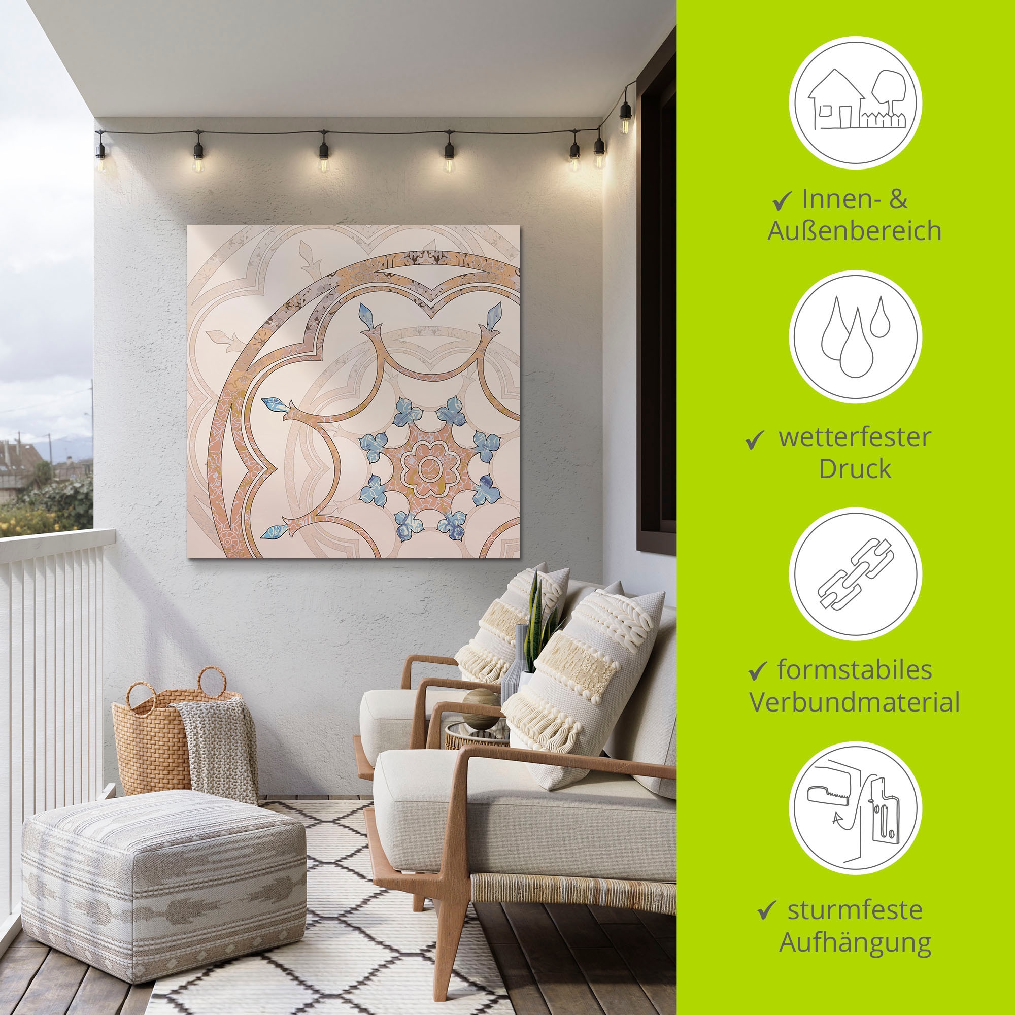 Artland Wandbild »Boho Mandala«, Muster, (1 St.), als Alubild, Outdoorbild, Leinwandbild, Poster in verschied. Größen