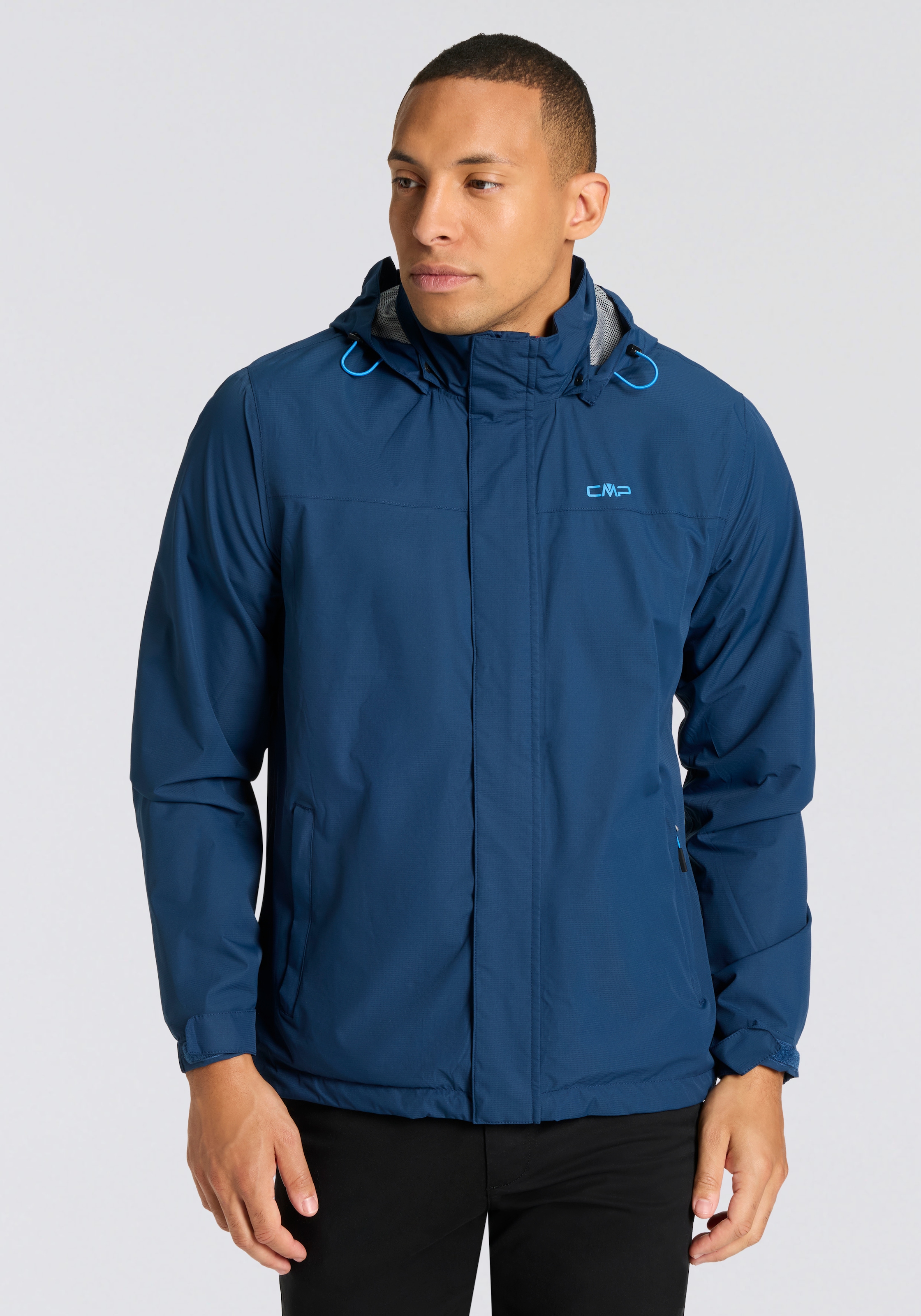 CMP Regenjacke "MAN JACKET SNAPS HOOD" mit Kapuze atmungsaktiv, wasserdicht, winddicht, mit abnehmbarer Kapuze