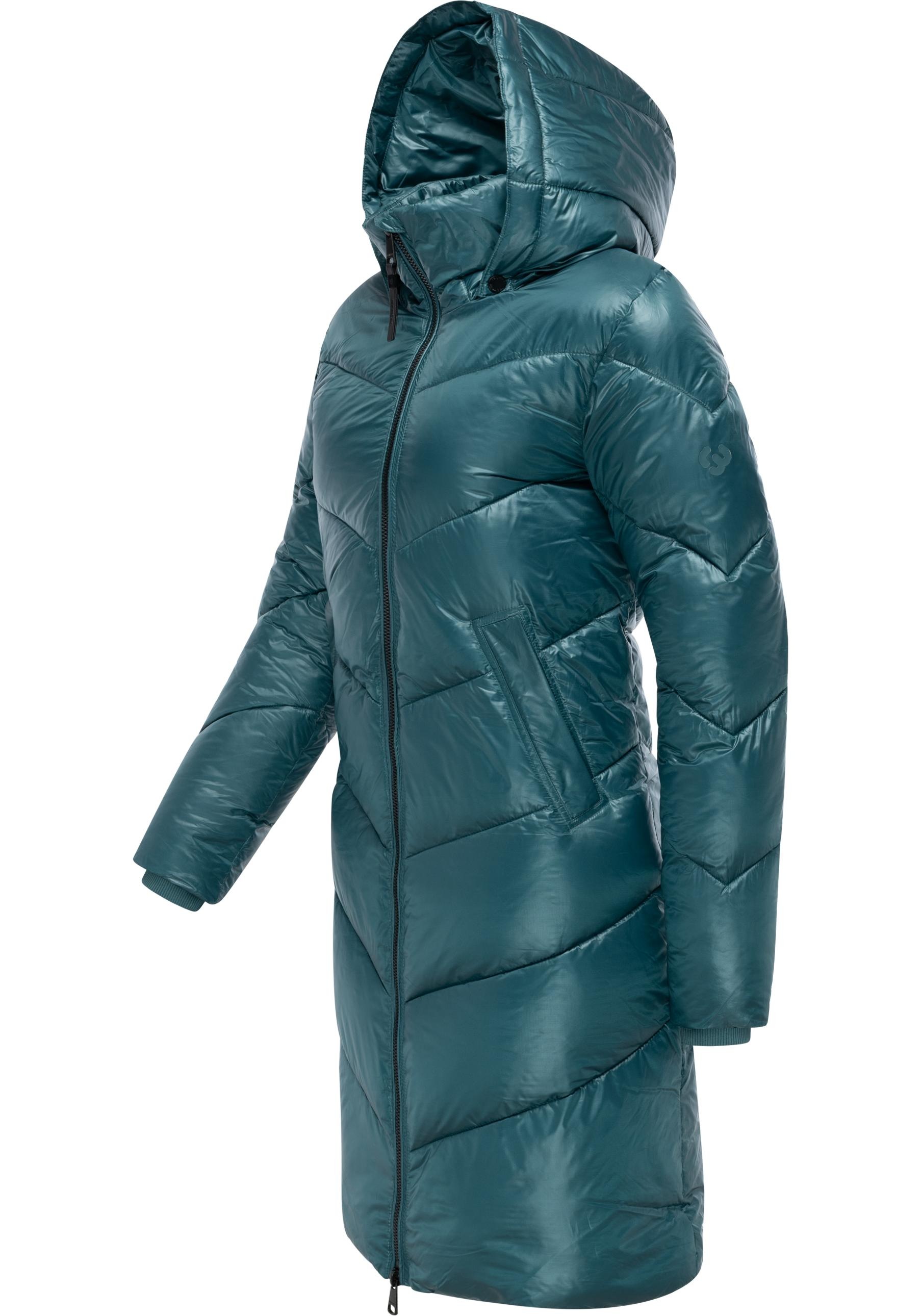 Ragwear Wintermantel »Rebelka Shiny«, Glänzender Winter Steppmantel mit Kapuze