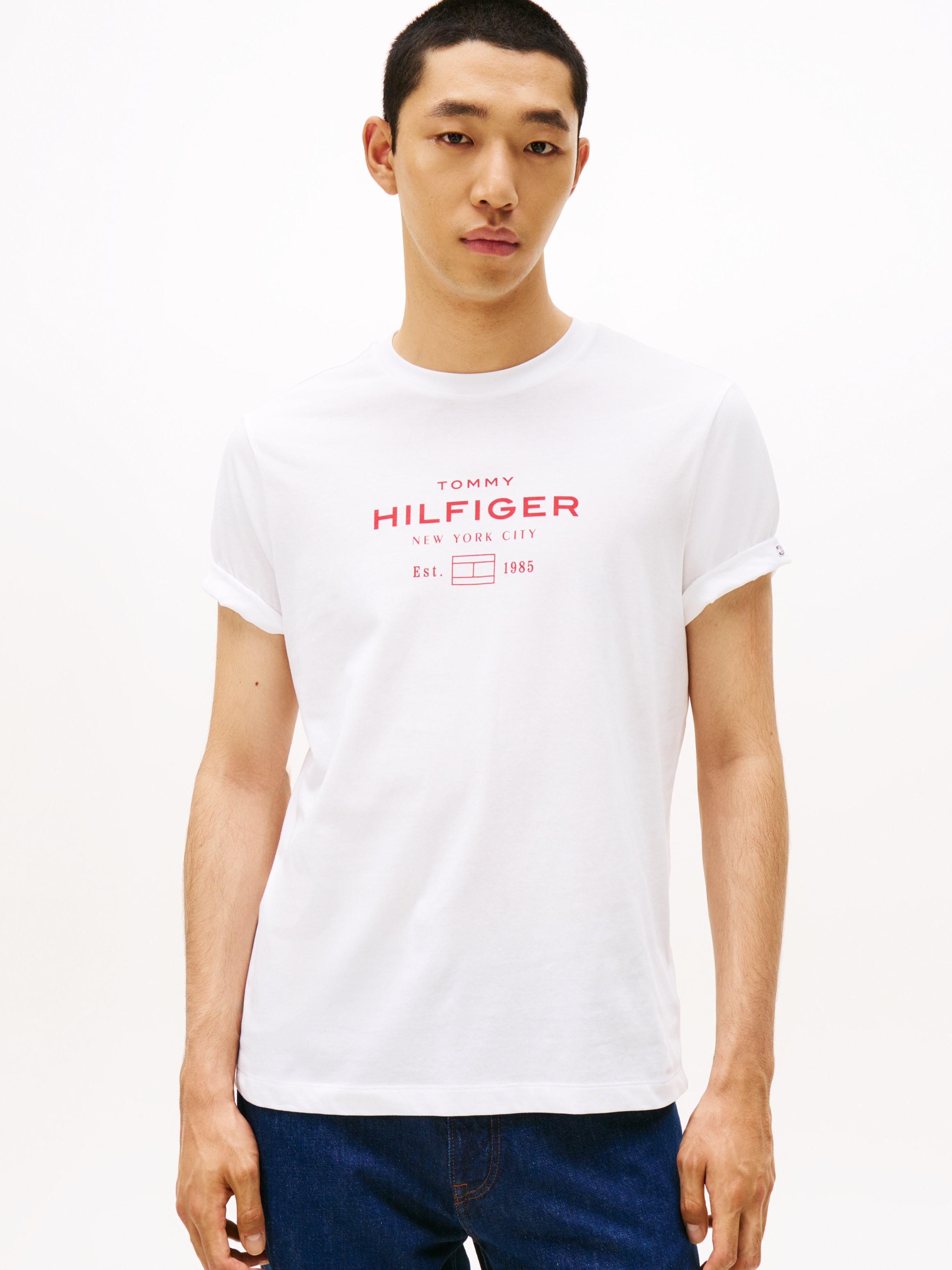Tommy Hilfiger T-Shirt "HILFIGER STACK GRAPHIC TEE", Regular fit mit Rundha günstig online kaufen