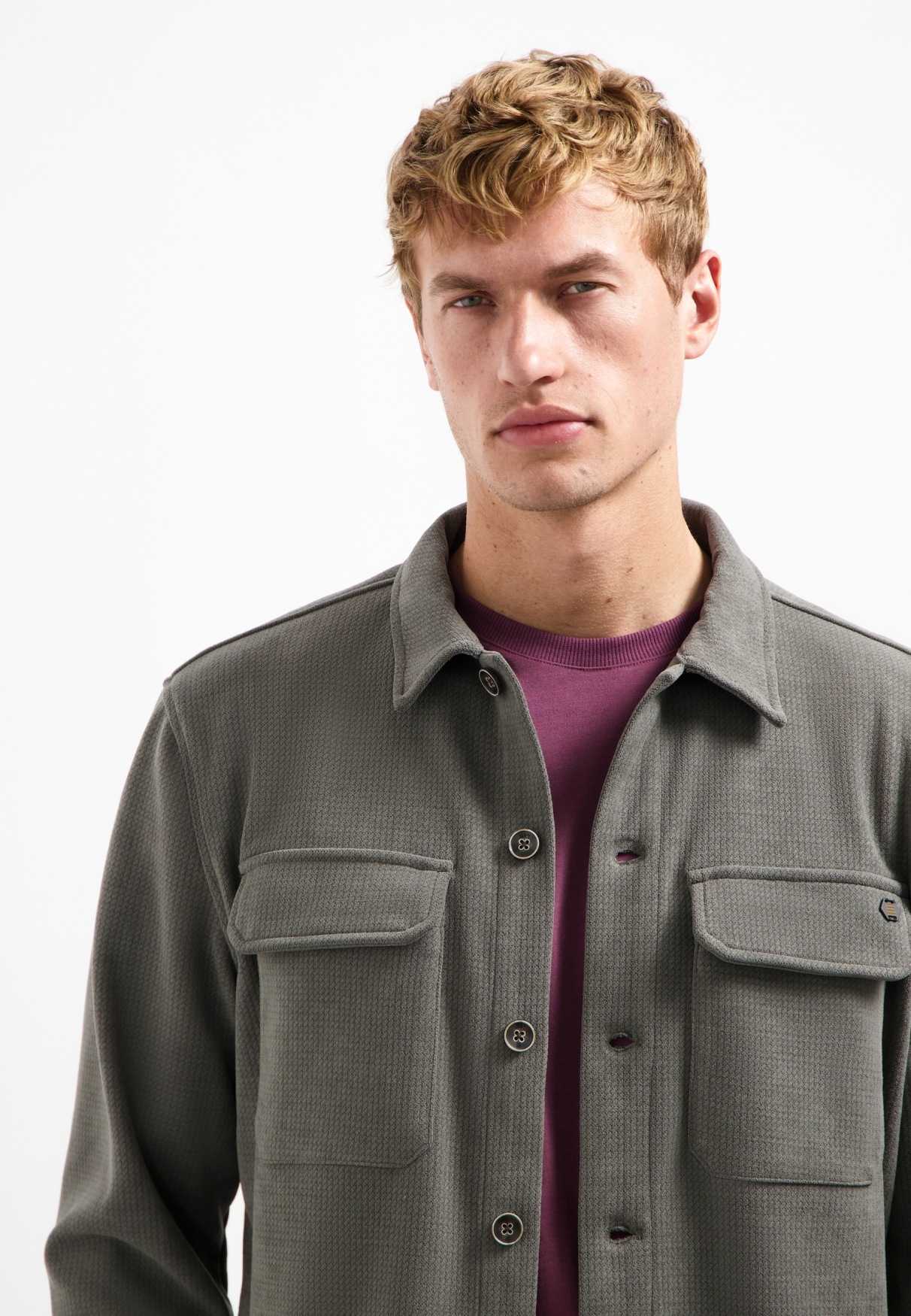 NO EXCESS Langarmhemd »No Excess Overshirt mit Knopfleiste«
