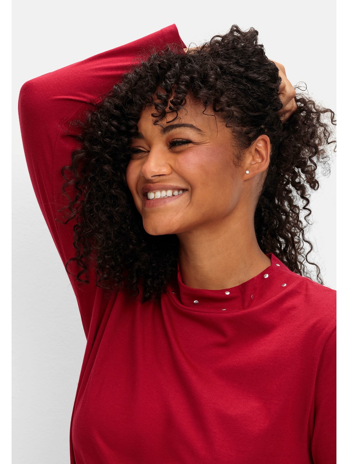 Sheego Langarmshirt »Große Größen«, mit Stehkragen und Glitzerdetails