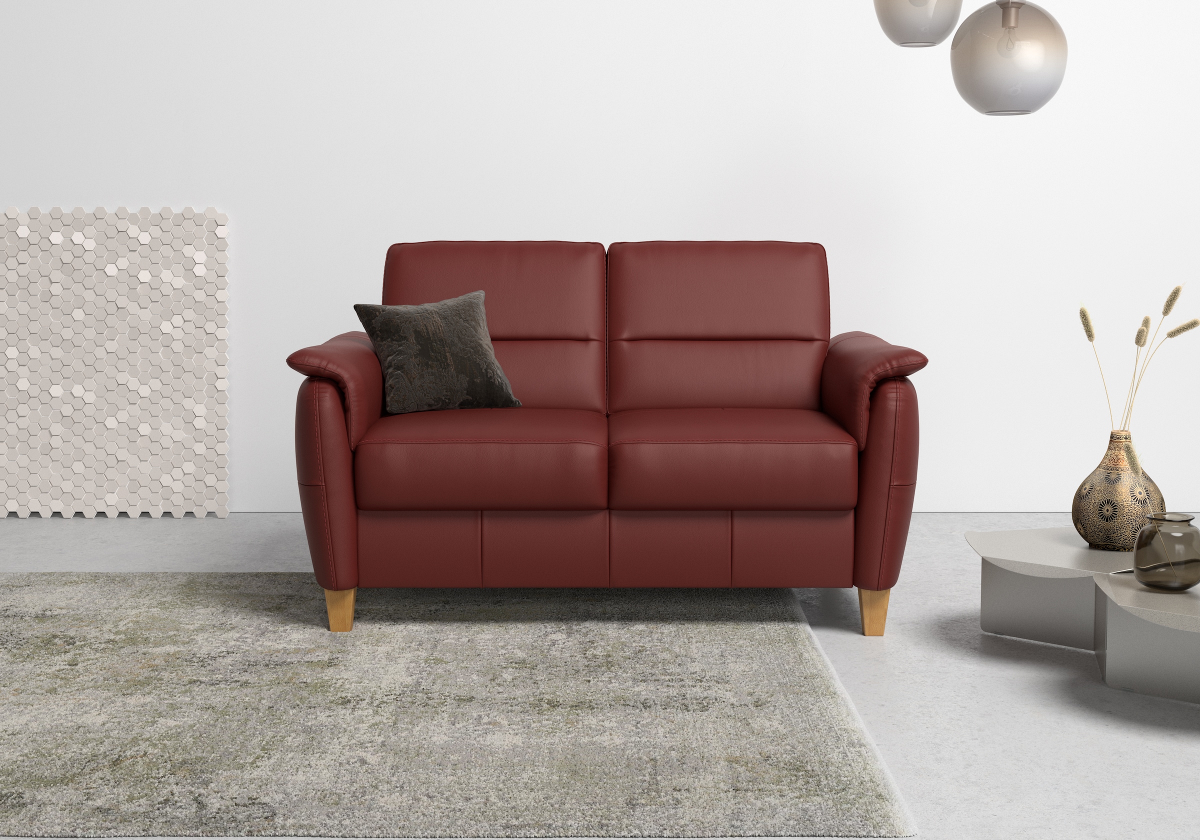 2-Sitzer HOME AFFAIRE "Palmera, B: 149 cm", rot (merlot), B:149cm H:89cm T:89cm, Luxus-Microfaser (100% Polyester);Struktur (100% Polyester);Luxus-Microfaser in Lederoptik (100% Polyester), Sofas, mit Federkern