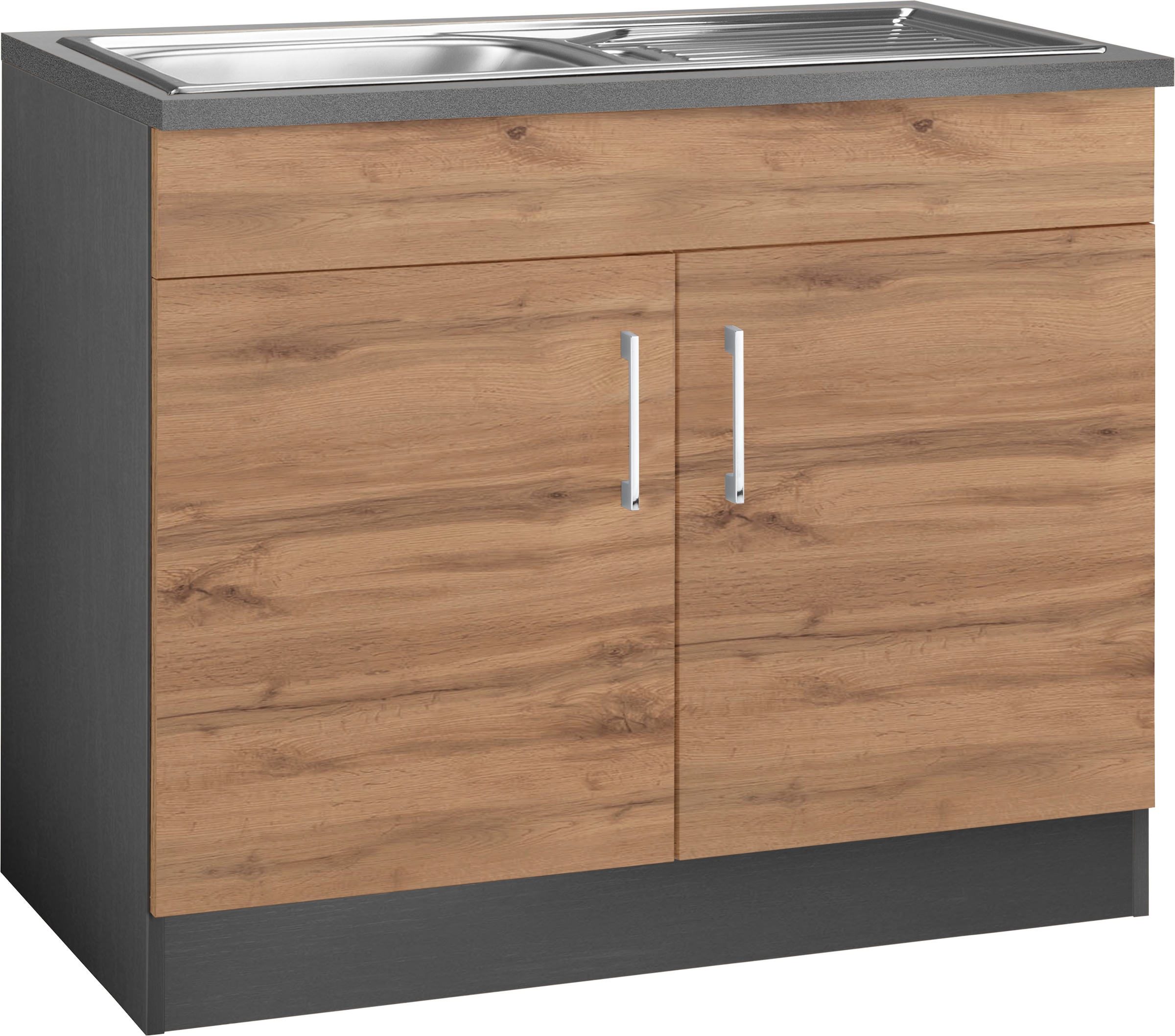 KOCHSTATION Spülenschrank "KS-Colmar", 100 cm, mit Metallgriff