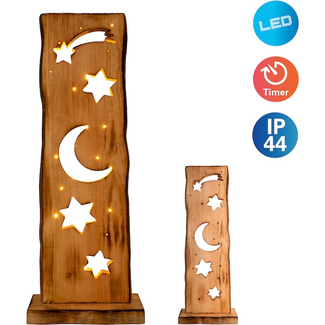 näve LED Dekoobjekt »Light Moon/Stars«, 1 flammig-flammig, Für  Aussenbereich geeignet, incl. Timer (6h an und 18h aus), aus Holz kaufen |  BAUR
