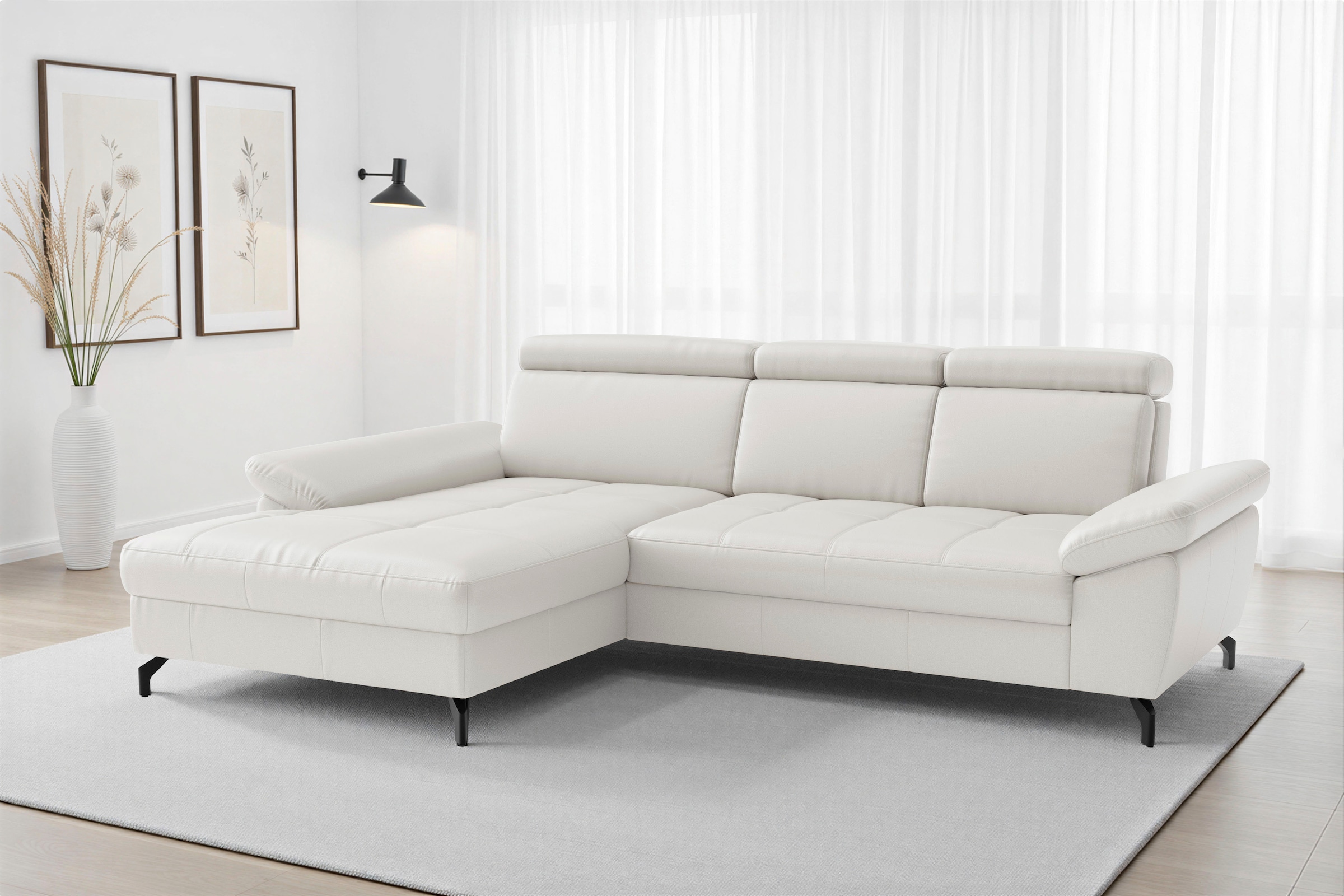sit&more "Vanity L-Form, Leder, B: 264 cm, mit Sitz-, Kopf u. Armteilverstellung" Couch optional mit Schlaffunktion & Bettkasten, in Leder