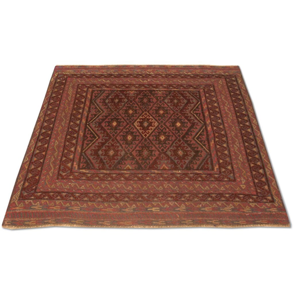 morgenland Wollteppich »Kelim Afghan Teppich handgewebt rot«, quadratisch