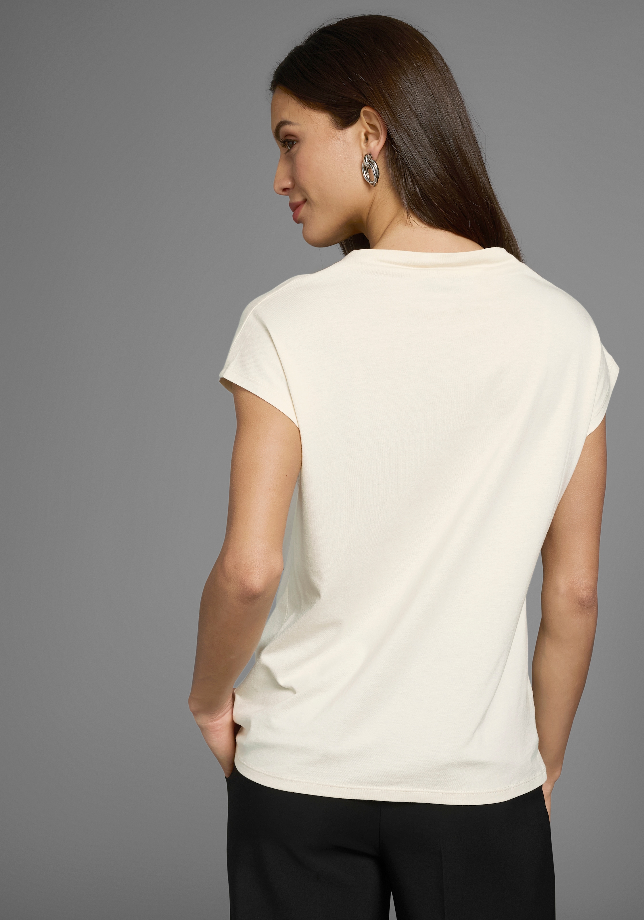 HECHTER PARIS T-Shirt, ärmellos, figurumspielende Passform, mit Wasserfallkragen