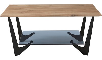 MCA furniture Couchtisch »Leon«, Eiche Natur geölt, Ablageboden Glas Grau kaufen