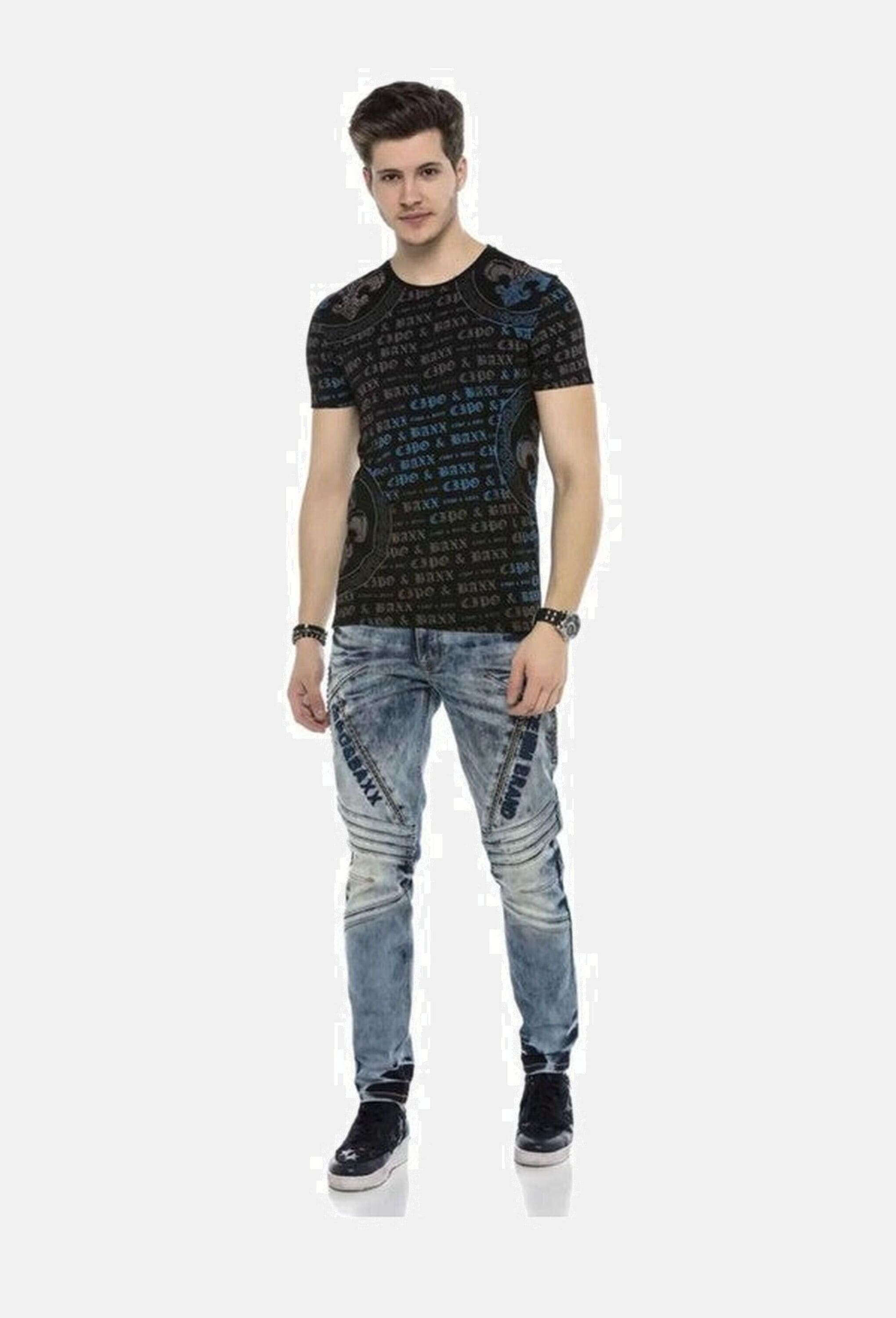 Cipo & Baxx Straight-Jeans »Cipo & Baxx Jeans DENIM« Straight Fit-Jeans im lässigen Biker-Look, CD590