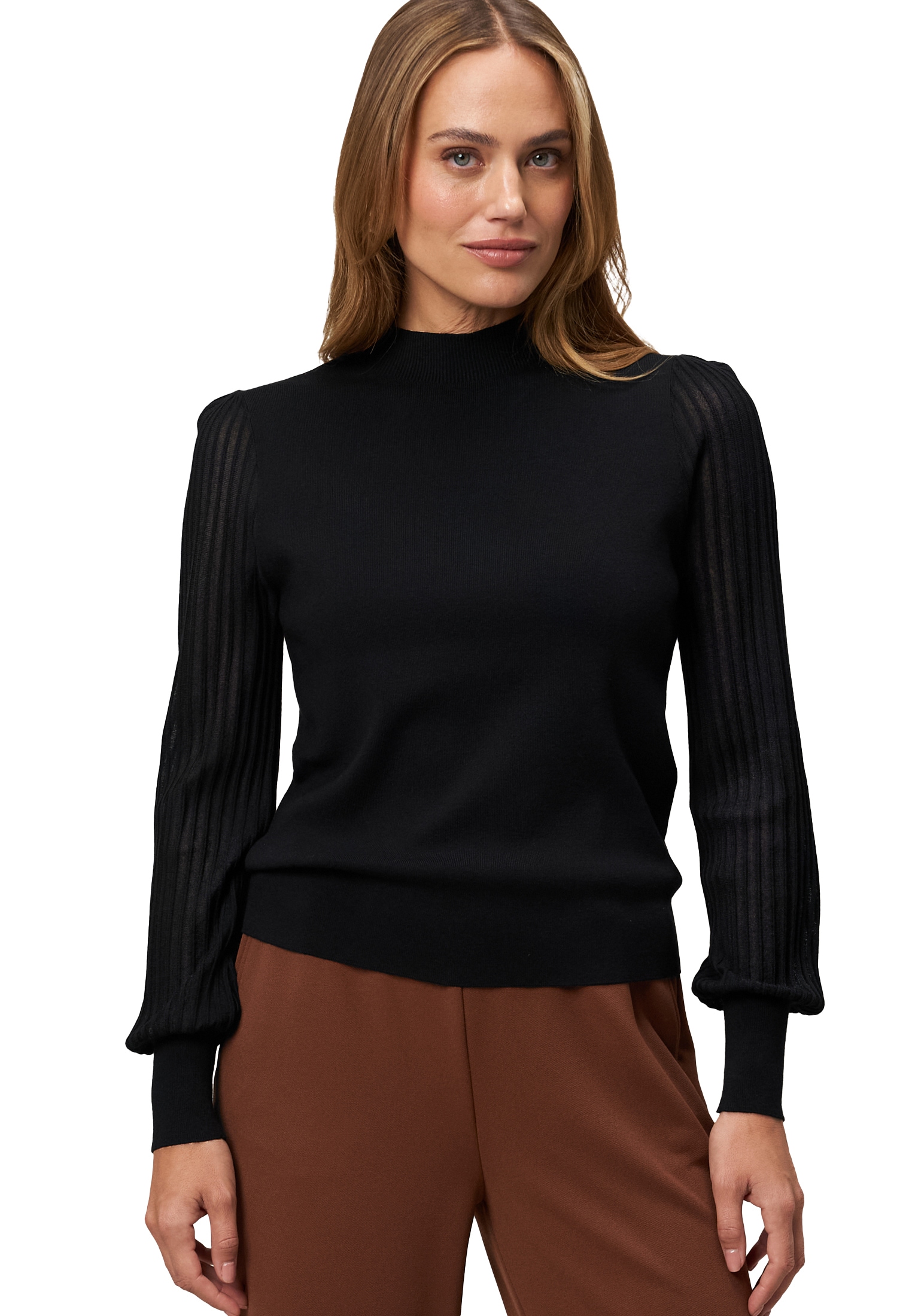 Zero Strickpullover "zero Damen Strickpullover transparente Ärmel", (1 tlg. günstig online kaufen