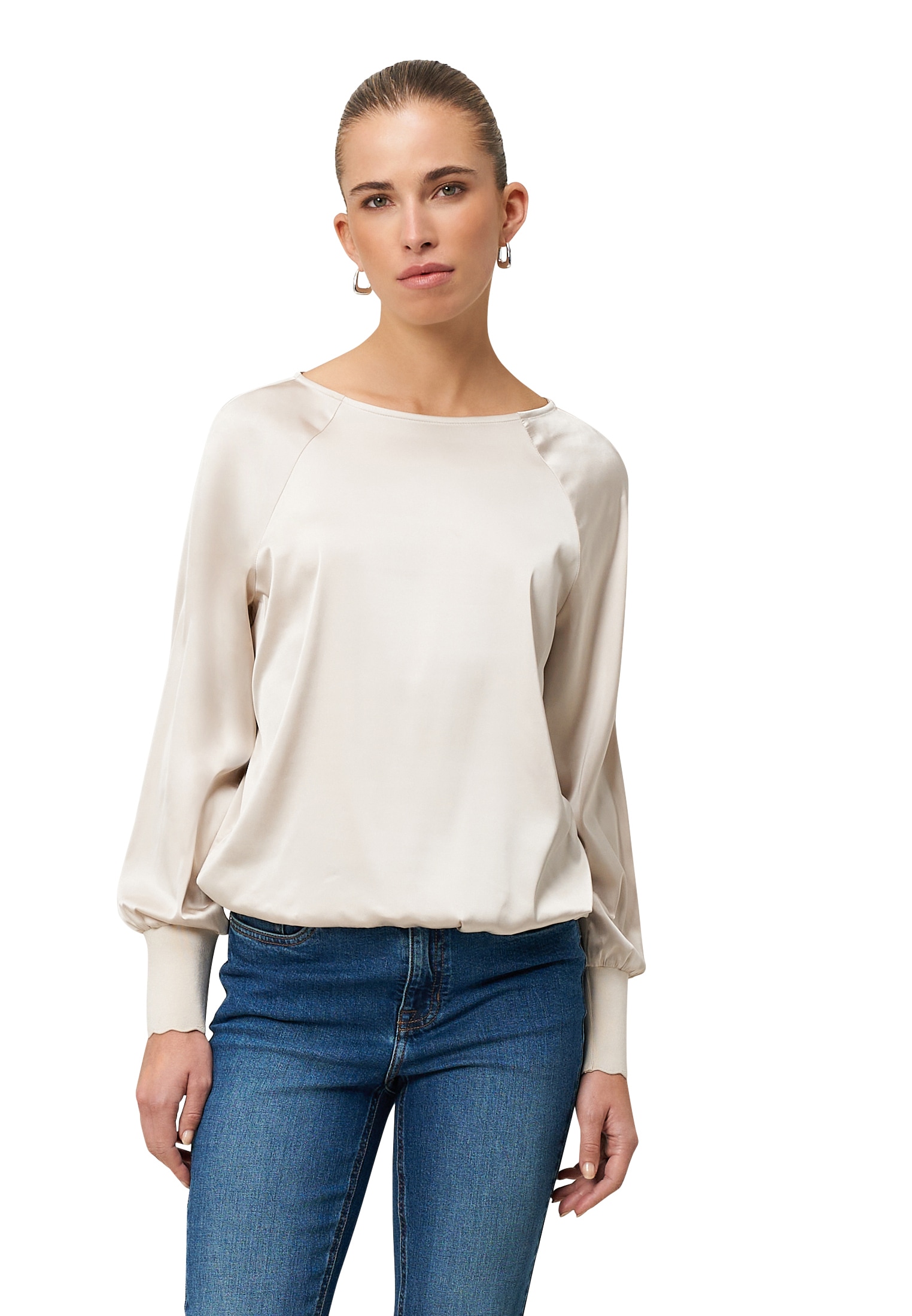 Zero Satinbluse »Damen mit Strickbündchen«
