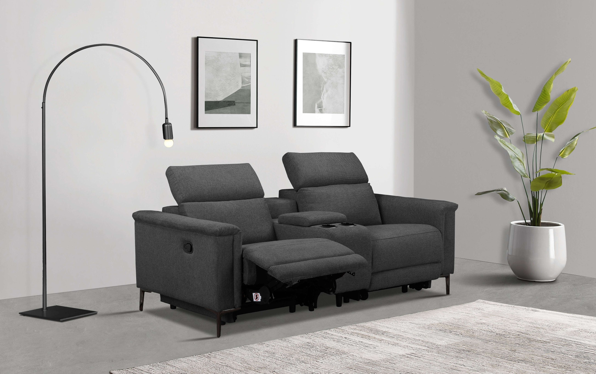 Places of Style 2-Sitzer »Lund, 2er-Kinosofa, TV-Sessel, Multimedia-Sofa, USB-A,«, m. elektrischer o. manueller Relaxfunktion, Getränkehalter u. Staufach