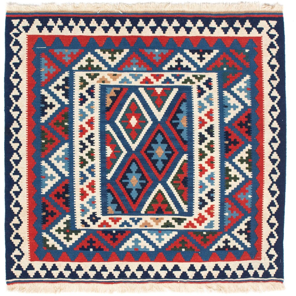 morgenland Wollteppich »Kelim - Oriental quadratisch - 104 x 98 cm - dunkelblau«, quadratisch