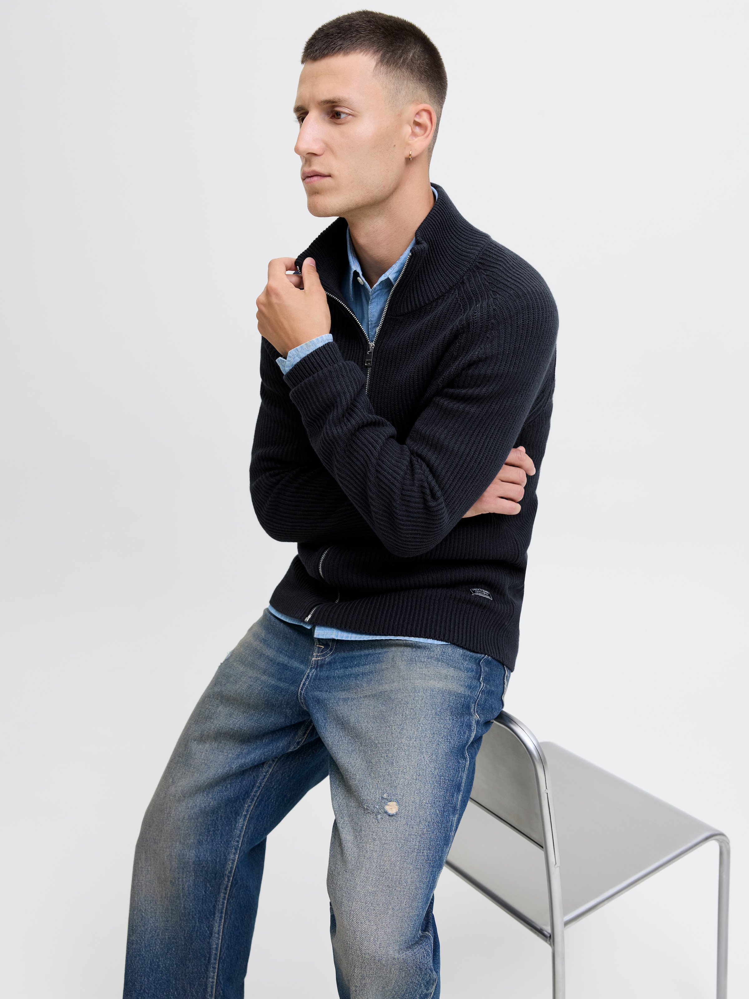 Jack & Jones Strickjacke »JJPANNEL KNIT ZIP CARDIGAN AW25«