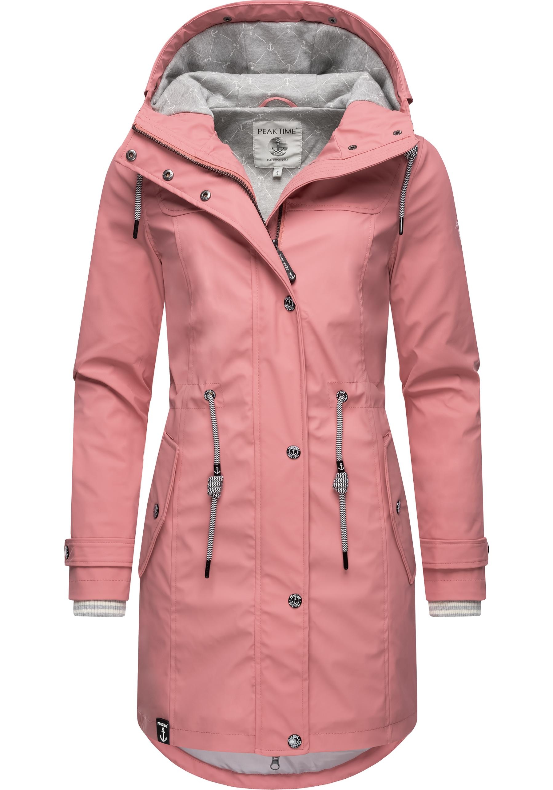 PEAK TIME Regenjacke "L60042", mit Kapuze, stylisch taillierter Regenmantel für Damen