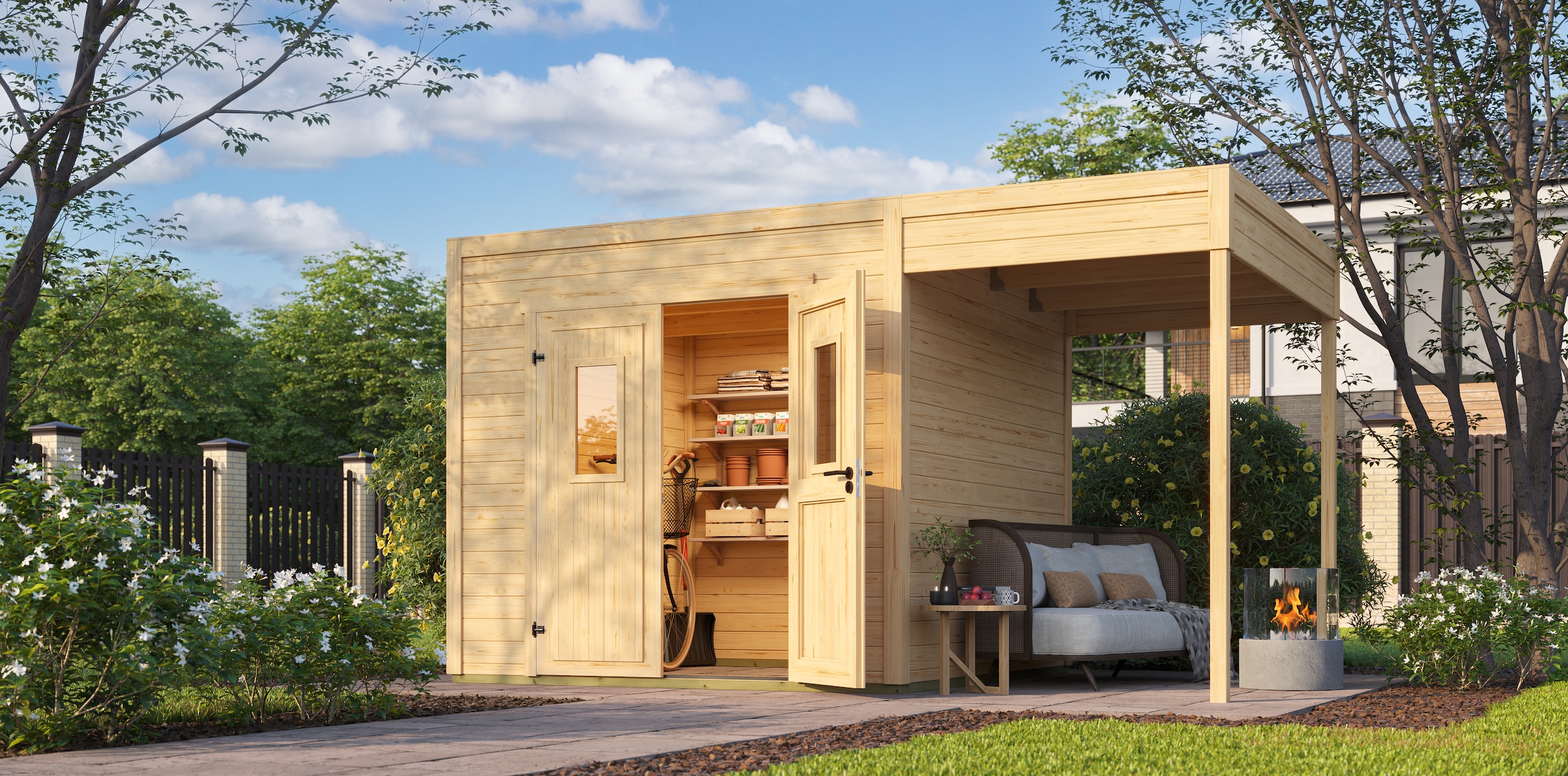 Nordic Holz Gartenhaus-Anbaudach »FELIX_FYNN 2 ANBAU« Flachdach