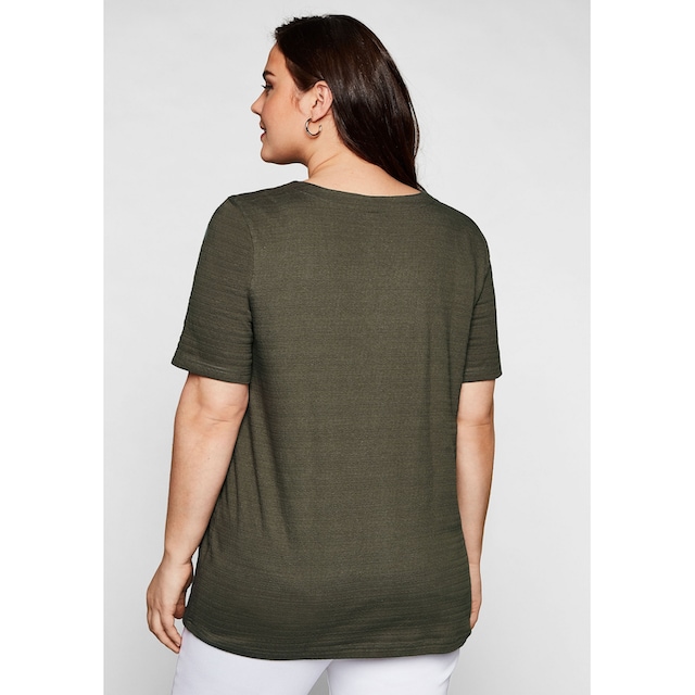 Sheego T-Shirt »Große Größen«, in Jacquard-Optik, mit Bindeband für  bestellen | BAUR