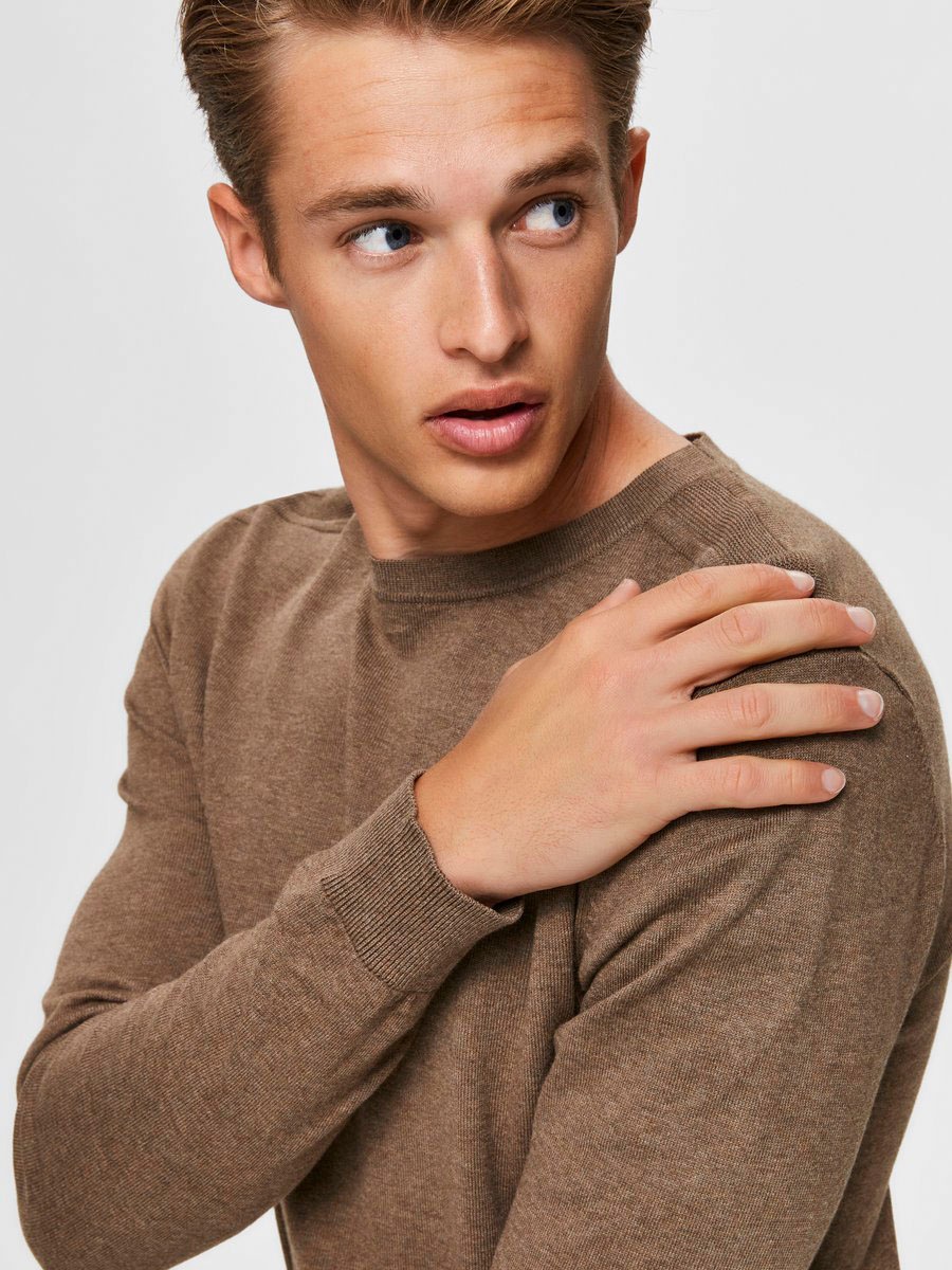 SELECTED Rundhalspullover "SLHBERG CREW NECK NOOS" Baumwolle, regular fit günstig online kaufen