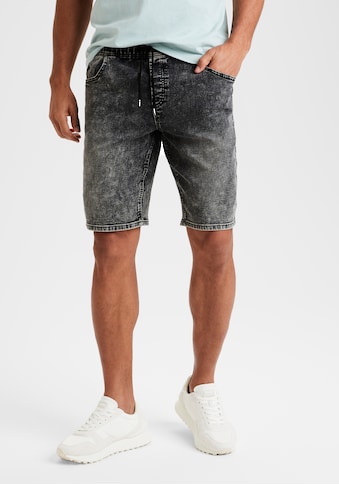 Jeansshorts, Knielange Shorts mit Bindeband aus elastischer Jeansqualität