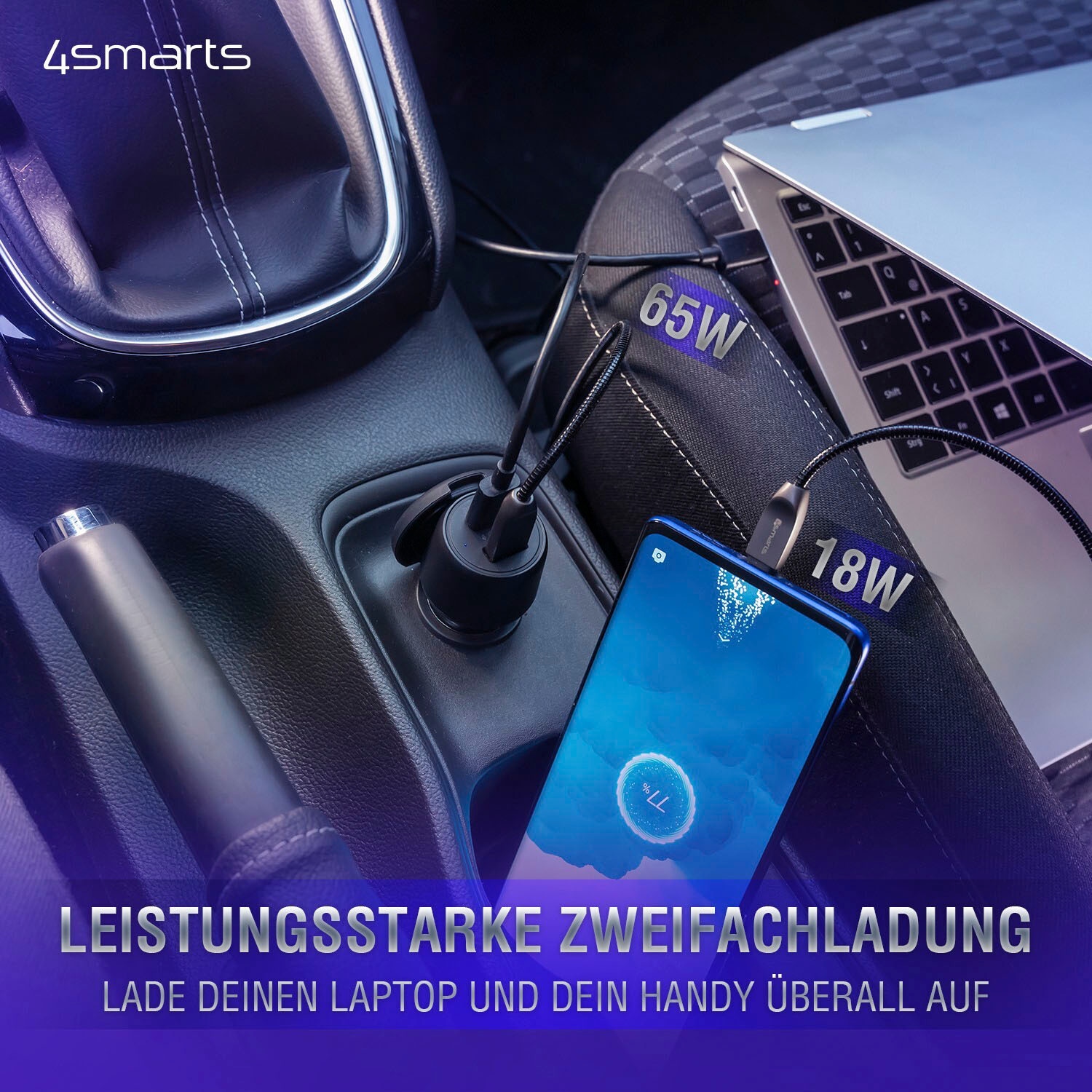 4smarts USB-Ladegerät »Kfz Ladegerät VoltRoad Ultimate 83W m. PD/ QC«