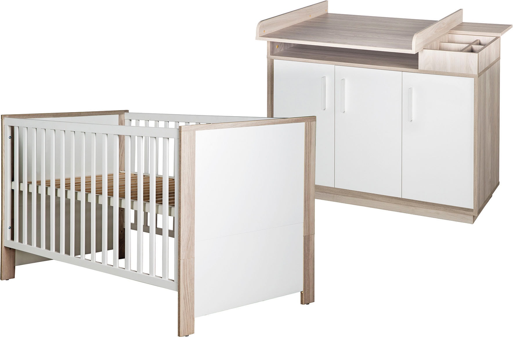 Babymöbel-Set »Olaf«, (Spar-Set, 2 St., Kinderbett, Wickelkommode), mit Kinderbett &...
