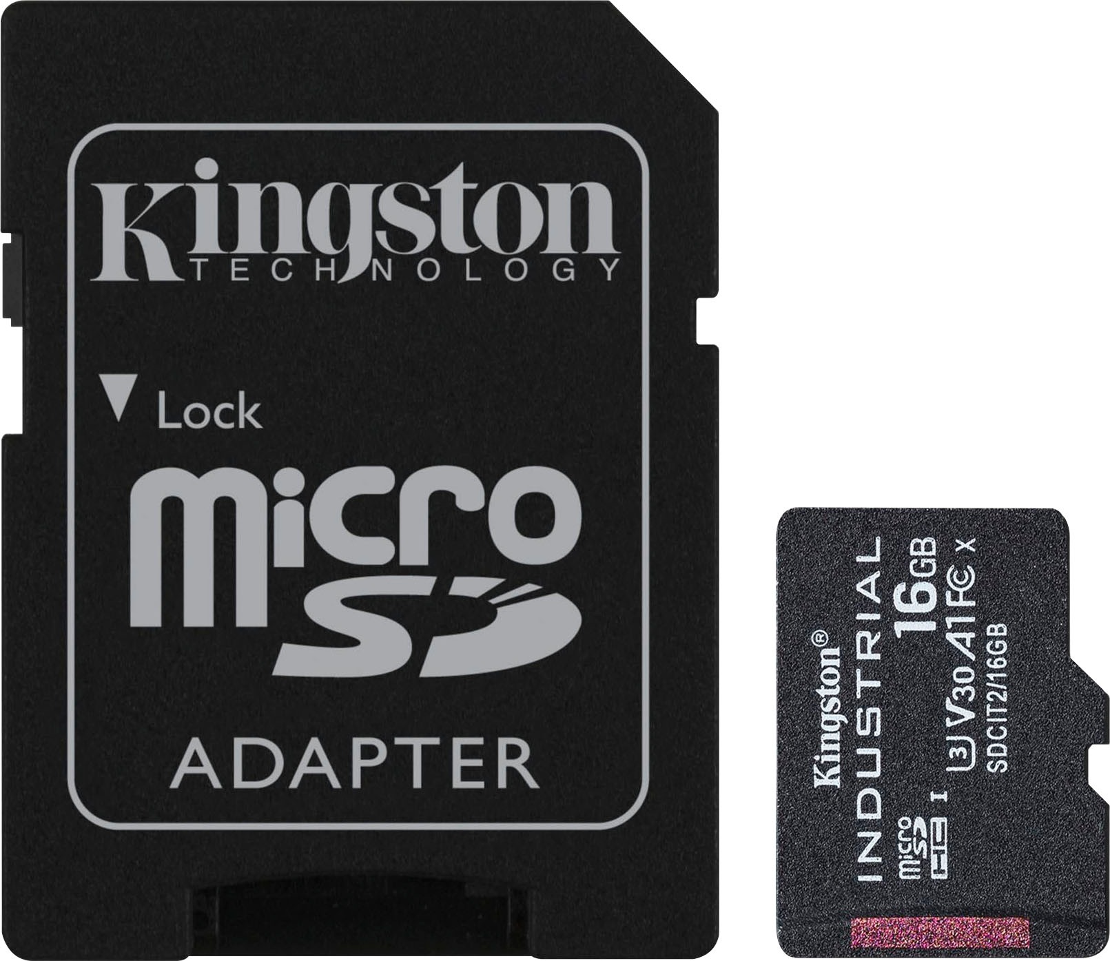 Kingston Speicherkarte »INDUSTRIAL microSD 16GB + SD Adapter«, (UHS-I Class 10 100 MB/s Lesegeschwindigkeit)