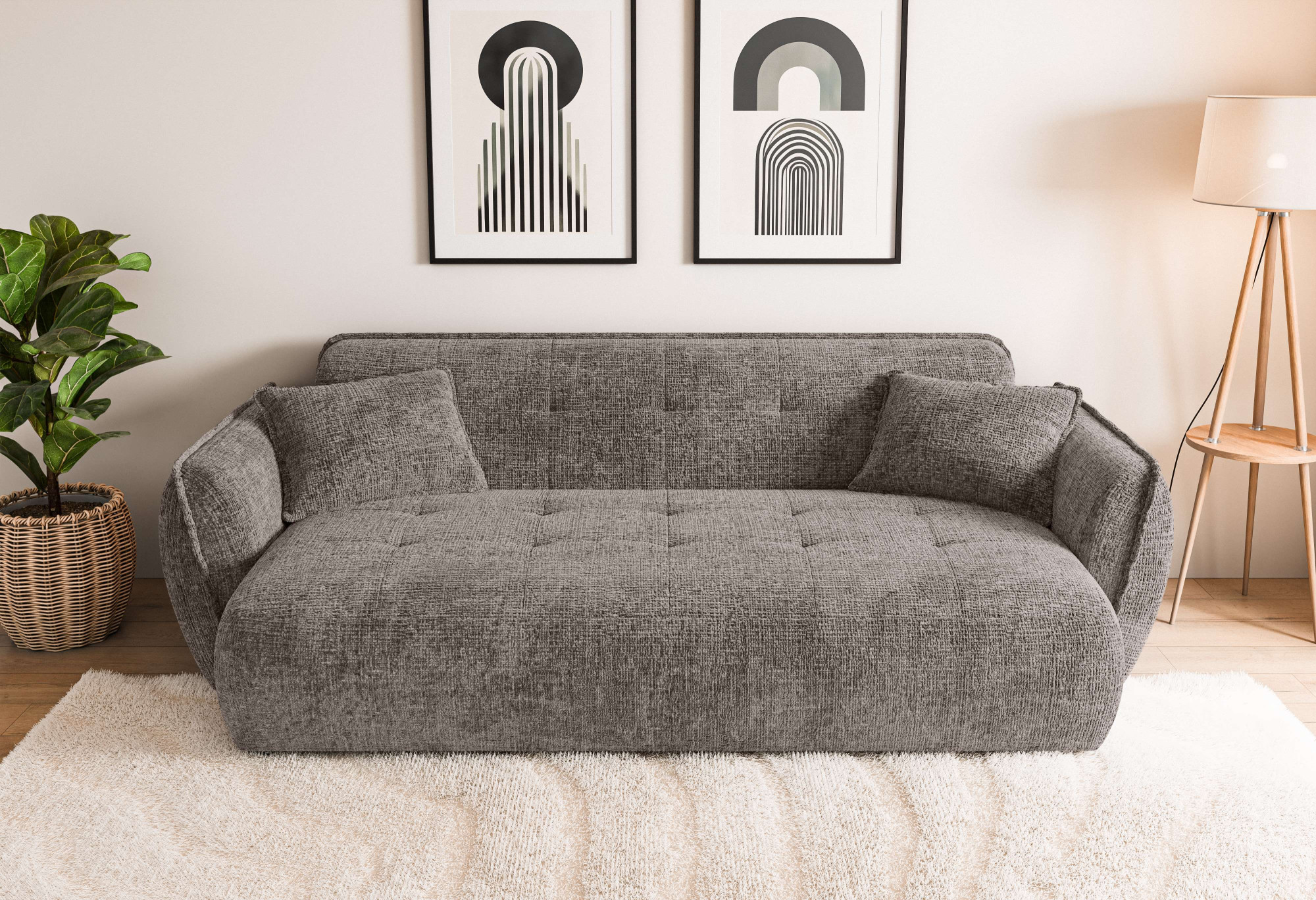 Home affaire Big-Sofa "MIRELDA Design-Sofa mit Steppungen, hoher Sitzkomfort, Breite 251 cm" Sitztiefe 82,5 cm, elegant und bequem, Zierkissen, belastbar bis 480kg