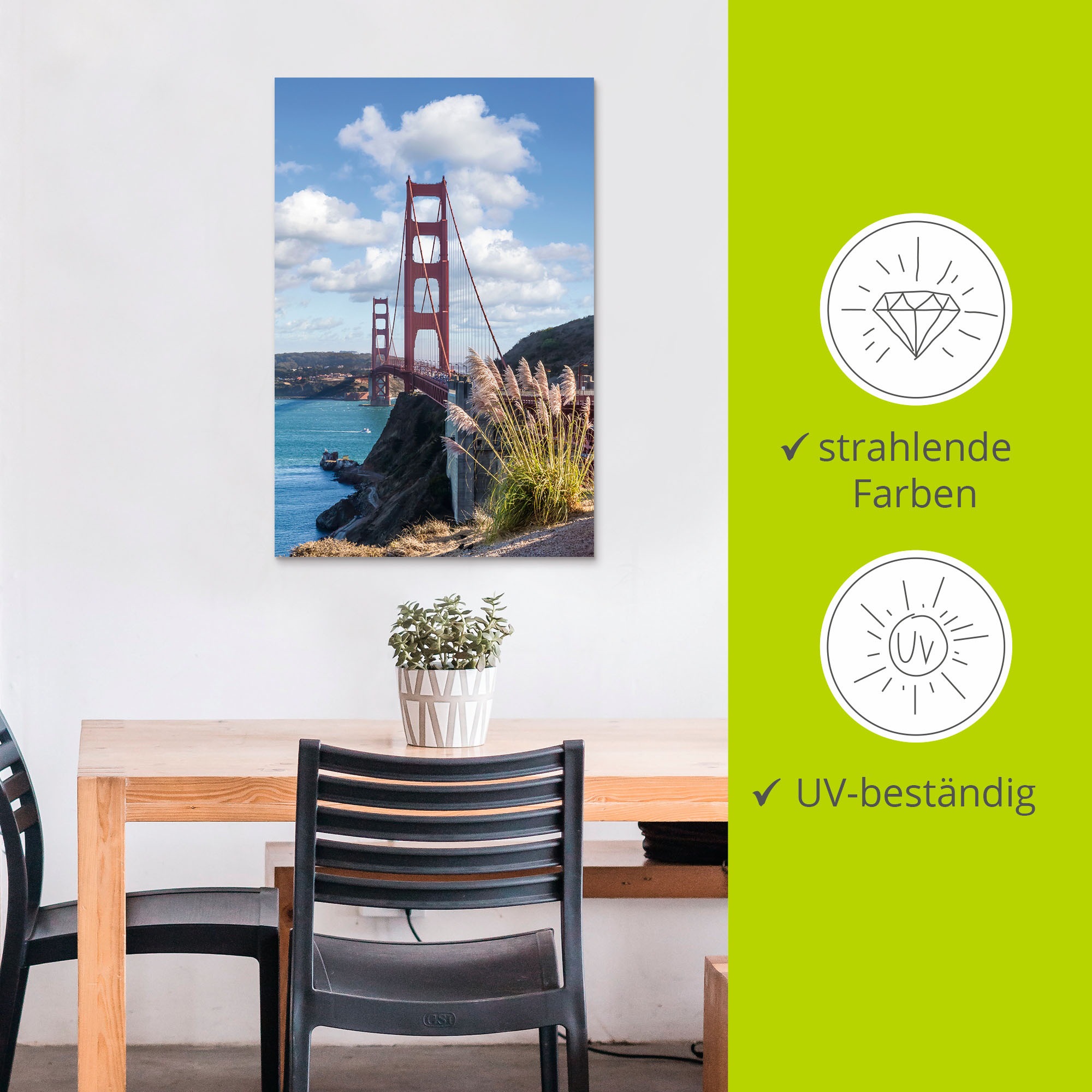 Artland Wandbild »SAN FRANCISCO Golden Gate Bridge«, San Francisco, (1 St.), als Leinwandbild in verschied. Größen